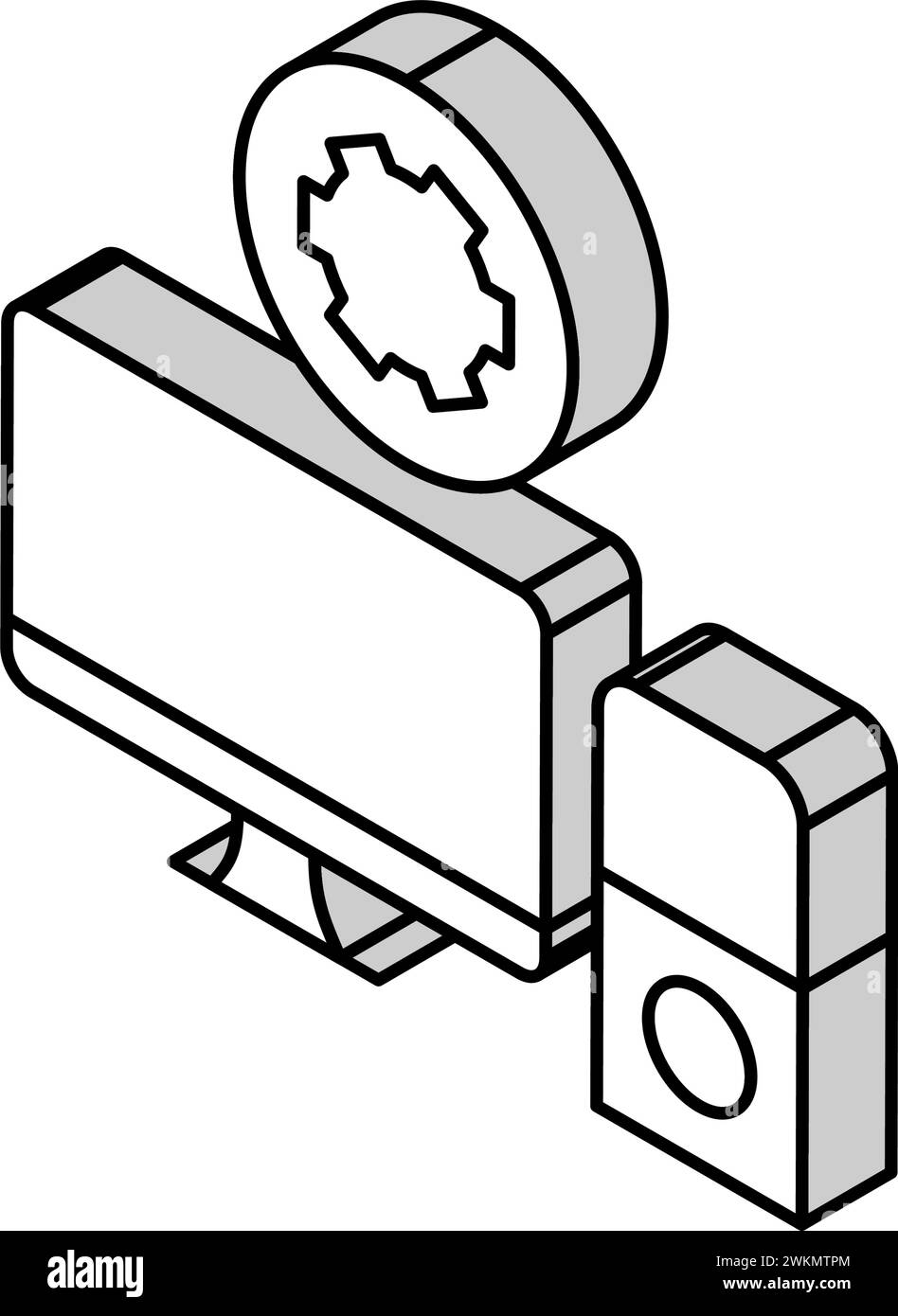 illustrazione vettoriale icona isometrica riparazione manutenzione computer Illustrazione Vettoriale