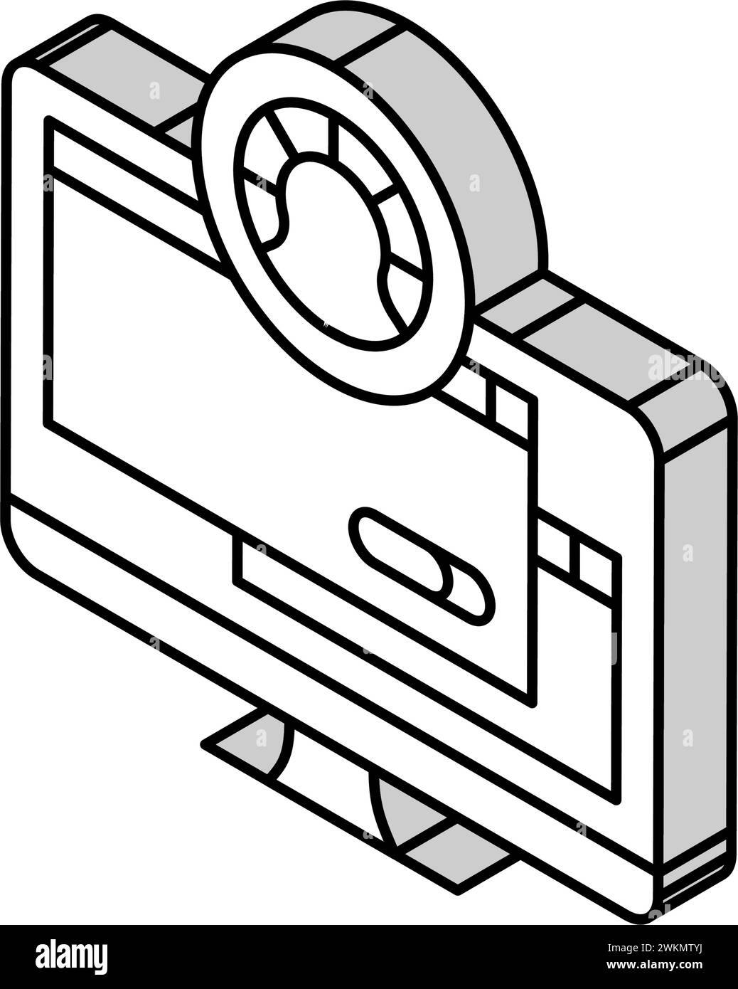 immagine vettoriale icona isometrica del computer per la riparazione dell'ottimizzazione del pc Illustrazione Vettoriale