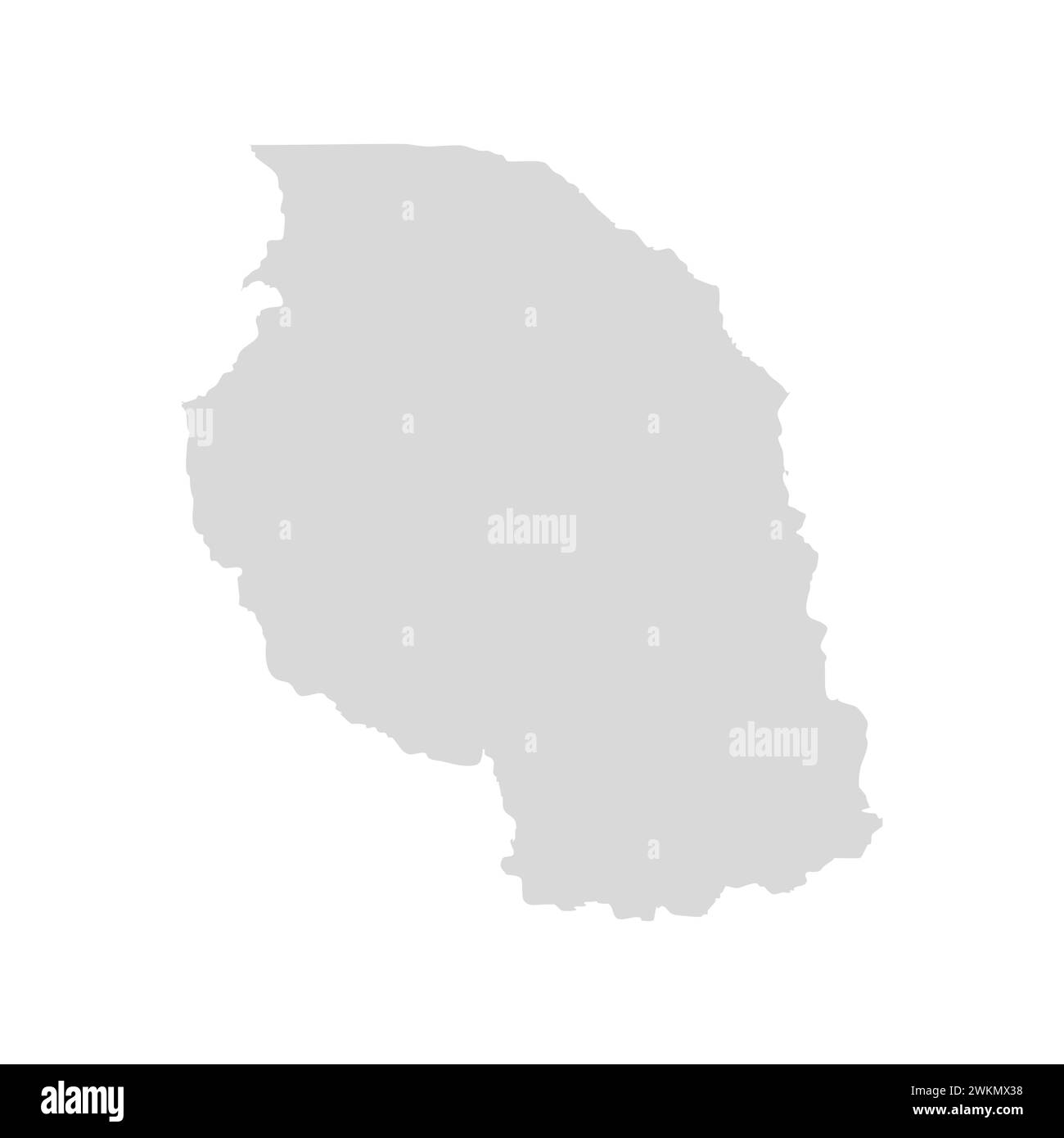 Mappa vettoriale del paese della Tanzania. Mappa del contorno della nazione tanzaniana Illustrazione Vettoriale