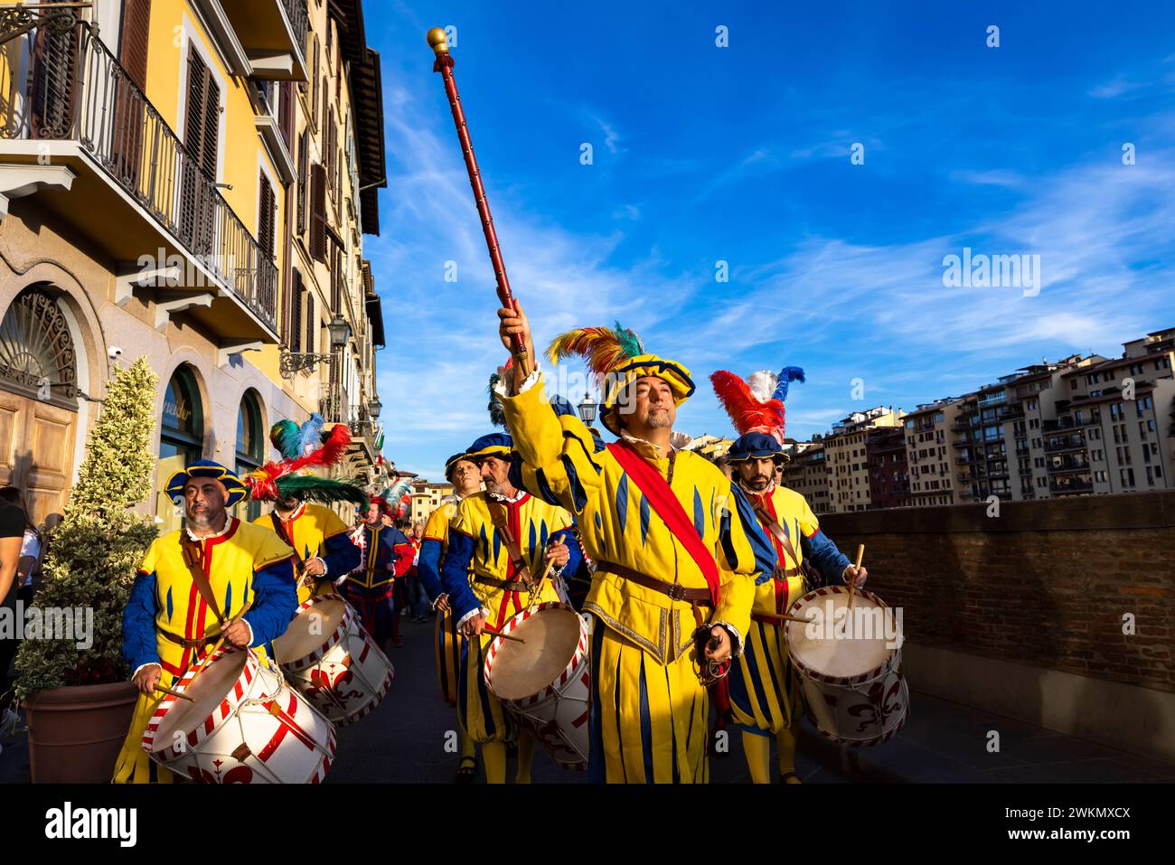 Una celebrazione a Firenze per commemorare la Repubblica di Firenze che ebbe origine nel 1115 e fu governata da un consiglio. E' stato durante questo periodo di fallo Foto Stock