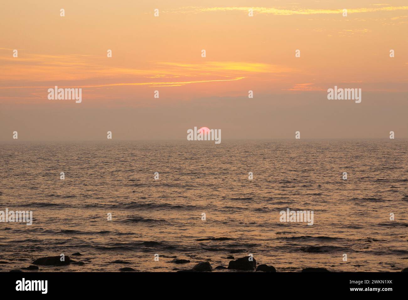 Alba dal Rye Harbor State Park a Rye, New Hampshire USA. Foto Stock