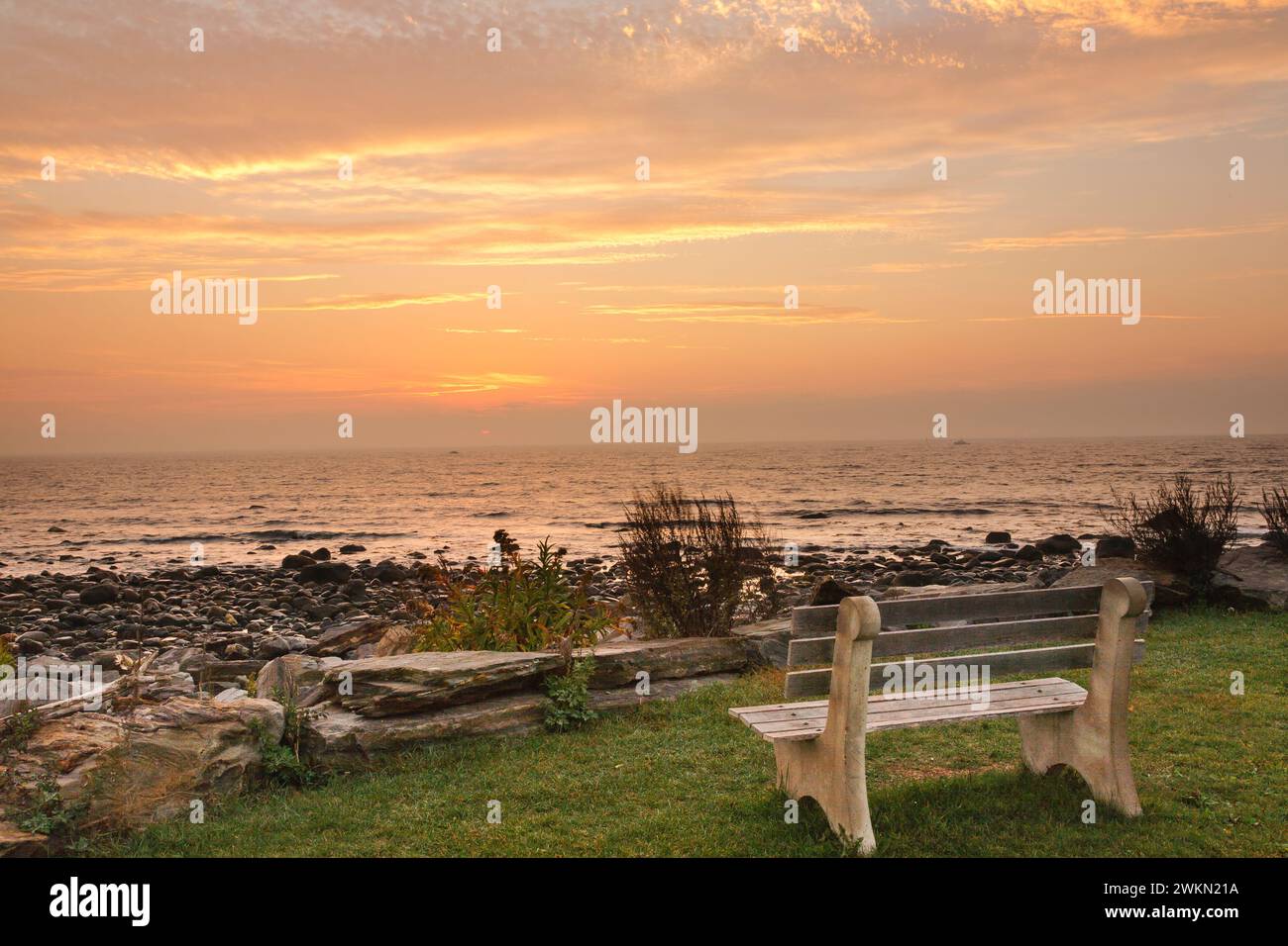 Alba dal Rye Harbor State Park a Rye, New Hampshire USA. Foto Stock