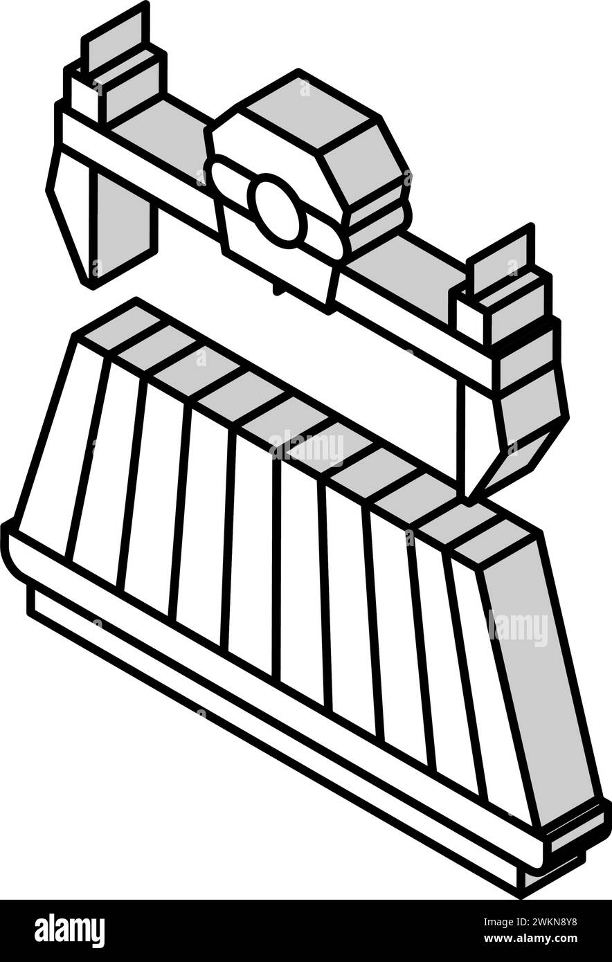 icona isometrica del drone di ispezione del tetto, illustrazione vettoriale Illustrazione Vettoriale