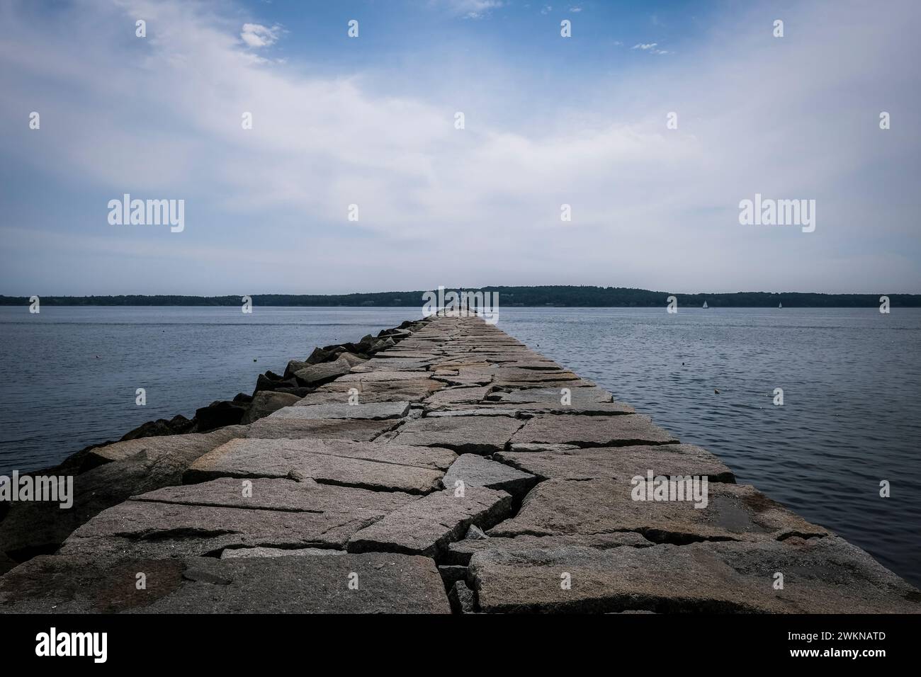 Faro di Rockland Harbor Breakwater, Maine, Stati Uniti Foto Stock