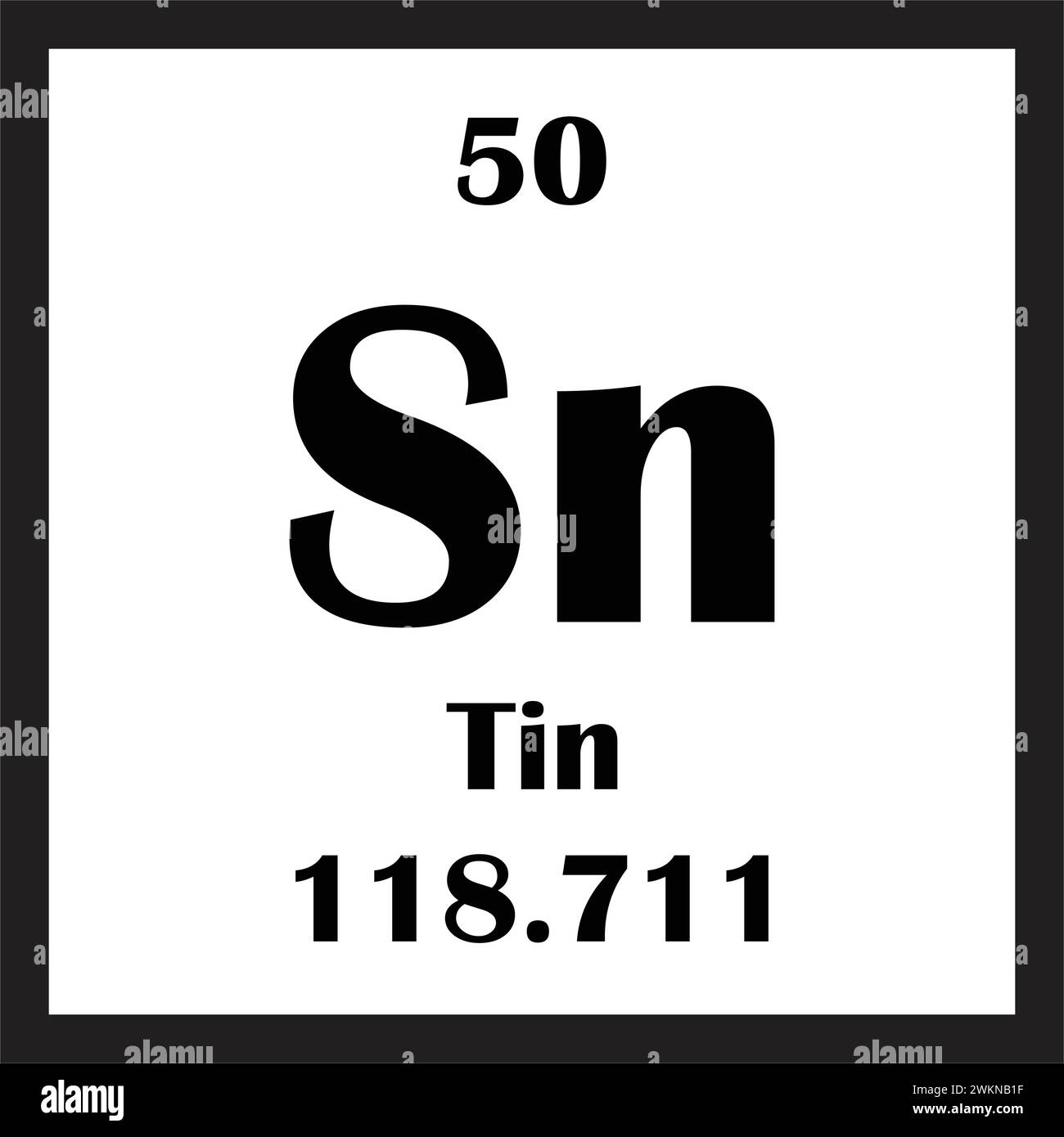 disegno dell'illustrazione vettoriale dell'icona dell'elemento chimico in stagno Illustrazione Vettoriale