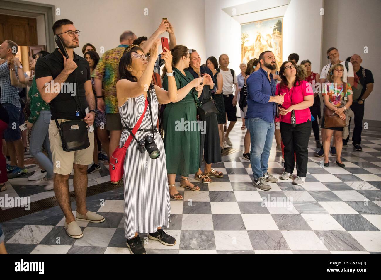 I visitatori potranno ammirare l'Adorazione dei Magi di Leonardo da Vinci presso gli Uffizi, che è considerato avere la collezione più completa ed estesa Foto Stock