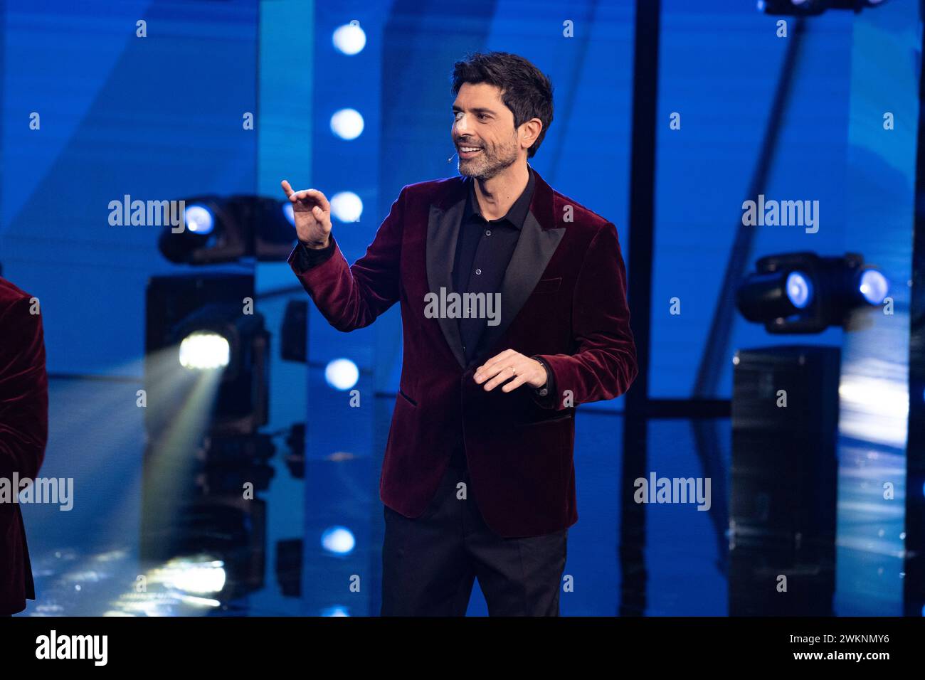 Napoli, Italia. 19 febbraio 2024. Luigi Esposito (Gigi e Ross) partecipa al quinto episodio del famoso spettacolo comico "Mad in Italy" all'Auditorium RAI di Napoli. (Foto di Francesco Cigliano/SOPA Images/Sipa USA) credito: SIPA USA/Alamy Live News Foto Stock