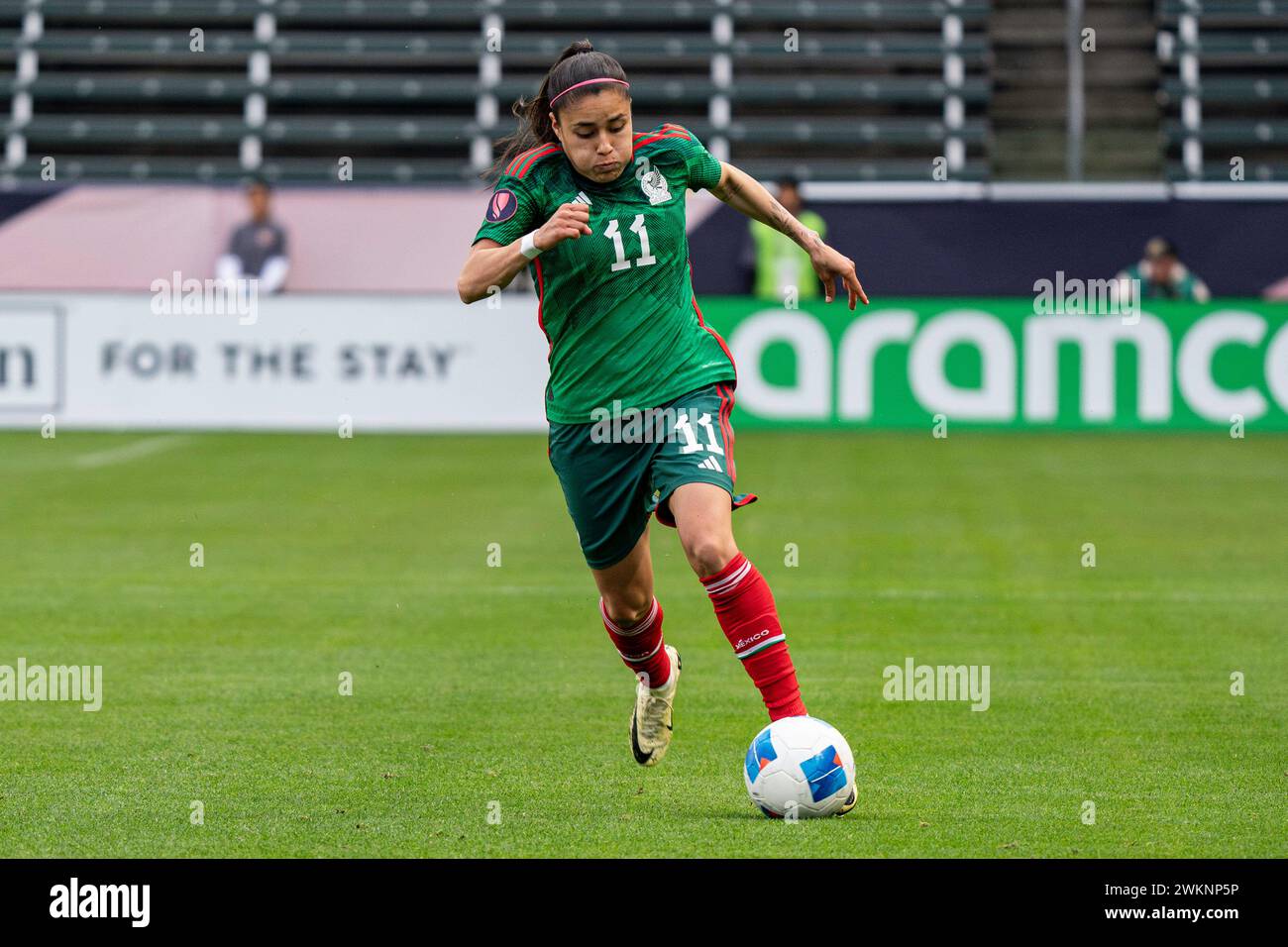 Centrocampista messicano Jacqueline Ovalle (11) durante la partita CONCACAF W Gold Cup gruppo A contro l'Argentina, martedì 20 febbraio 2024, alla dignità He Foto Stock