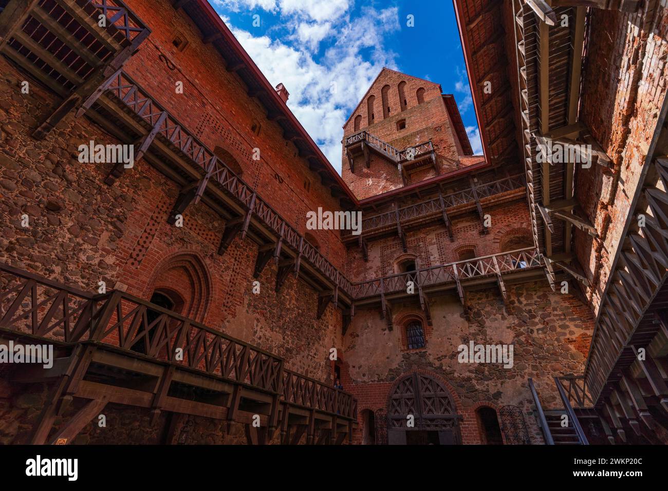 Castello dell'isola di Trakai sul lago Galve a Trakai, Lituania Foto Stock