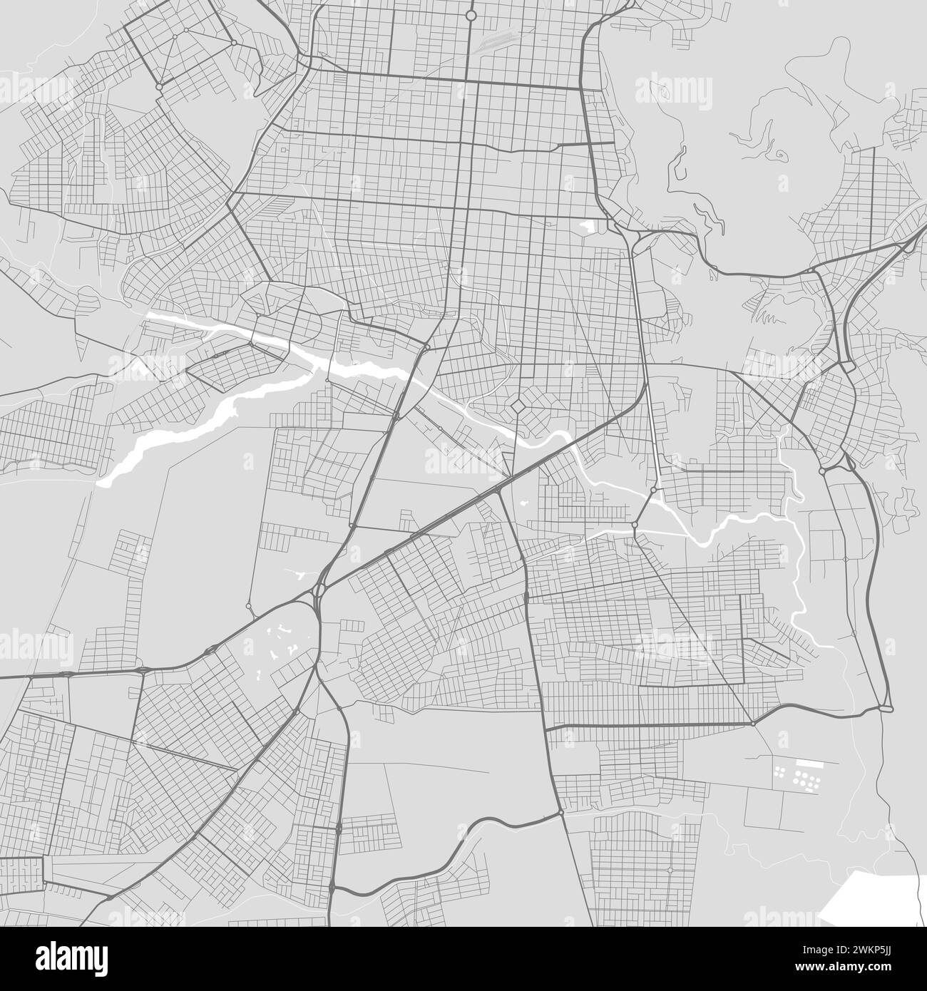 Mappa della città di Salta, Argentina. Poster Urban in bianco e nero. Immagine della mappa stradale con vista dell'area metropolitana. Illustrazione Vettoriale