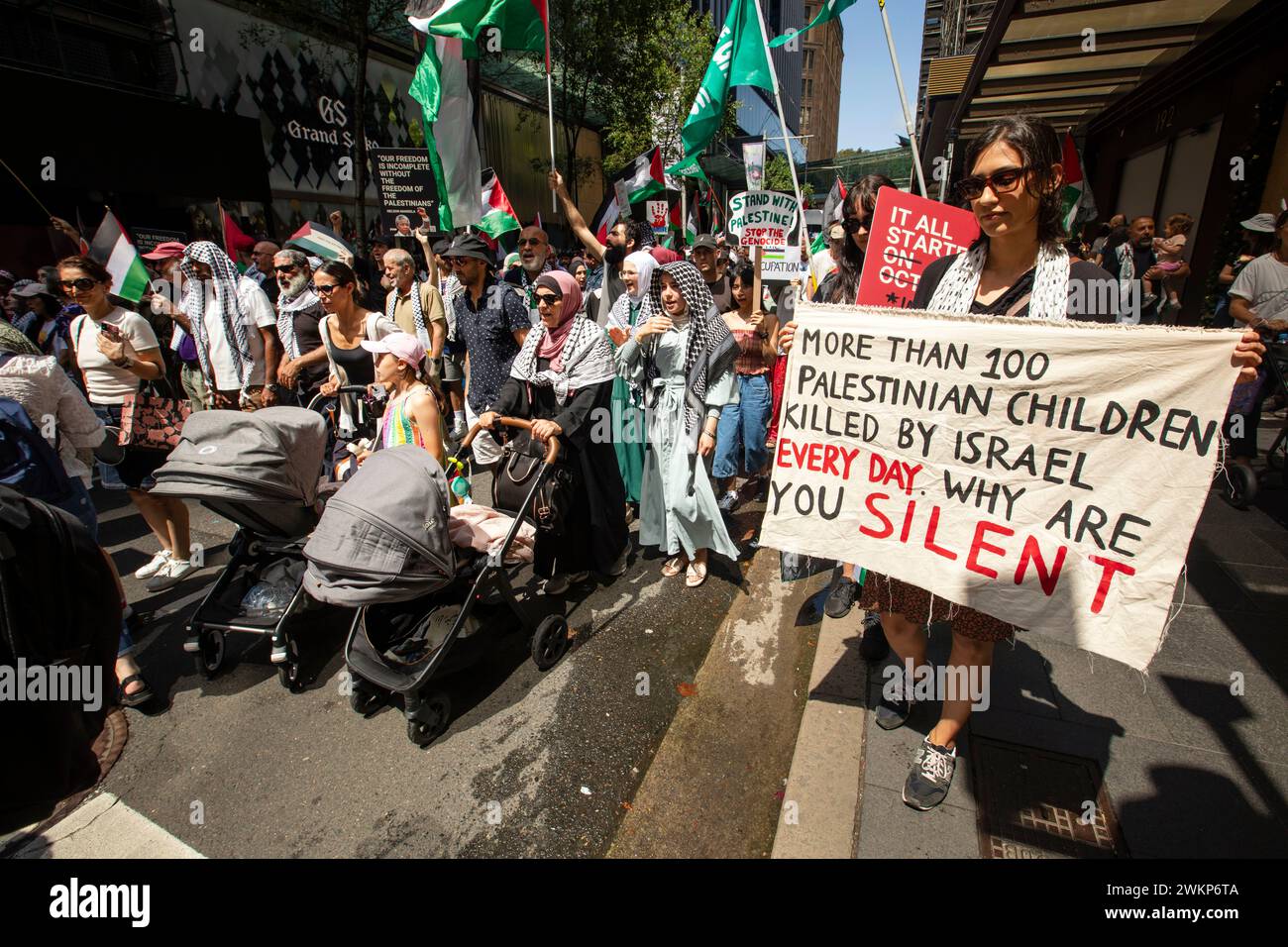 Foto di Tim Cuff - dicembre 2023 - marcia anti-Israele di protesta, Sydney, Australia Foto Stock