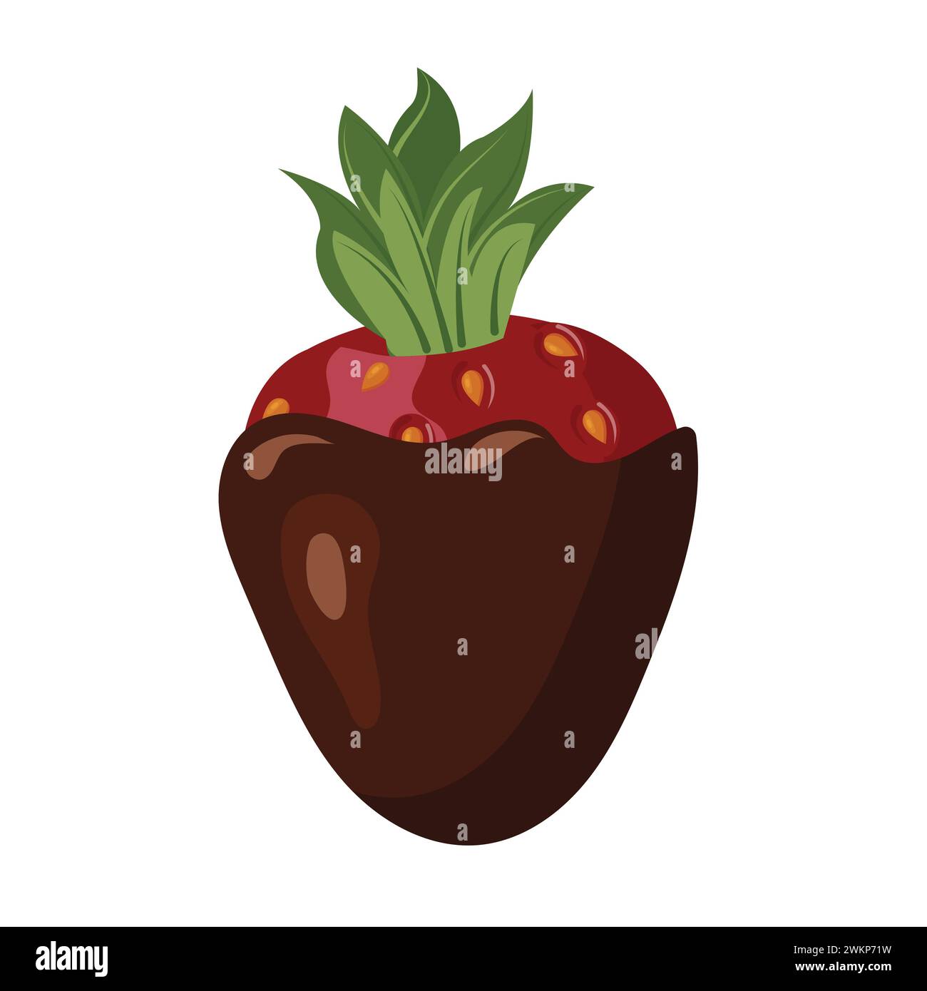 Fragole nel cioccolato. Illustrazione vettoriale isolata su sfondo bianco. Illustrazione Vettoriale