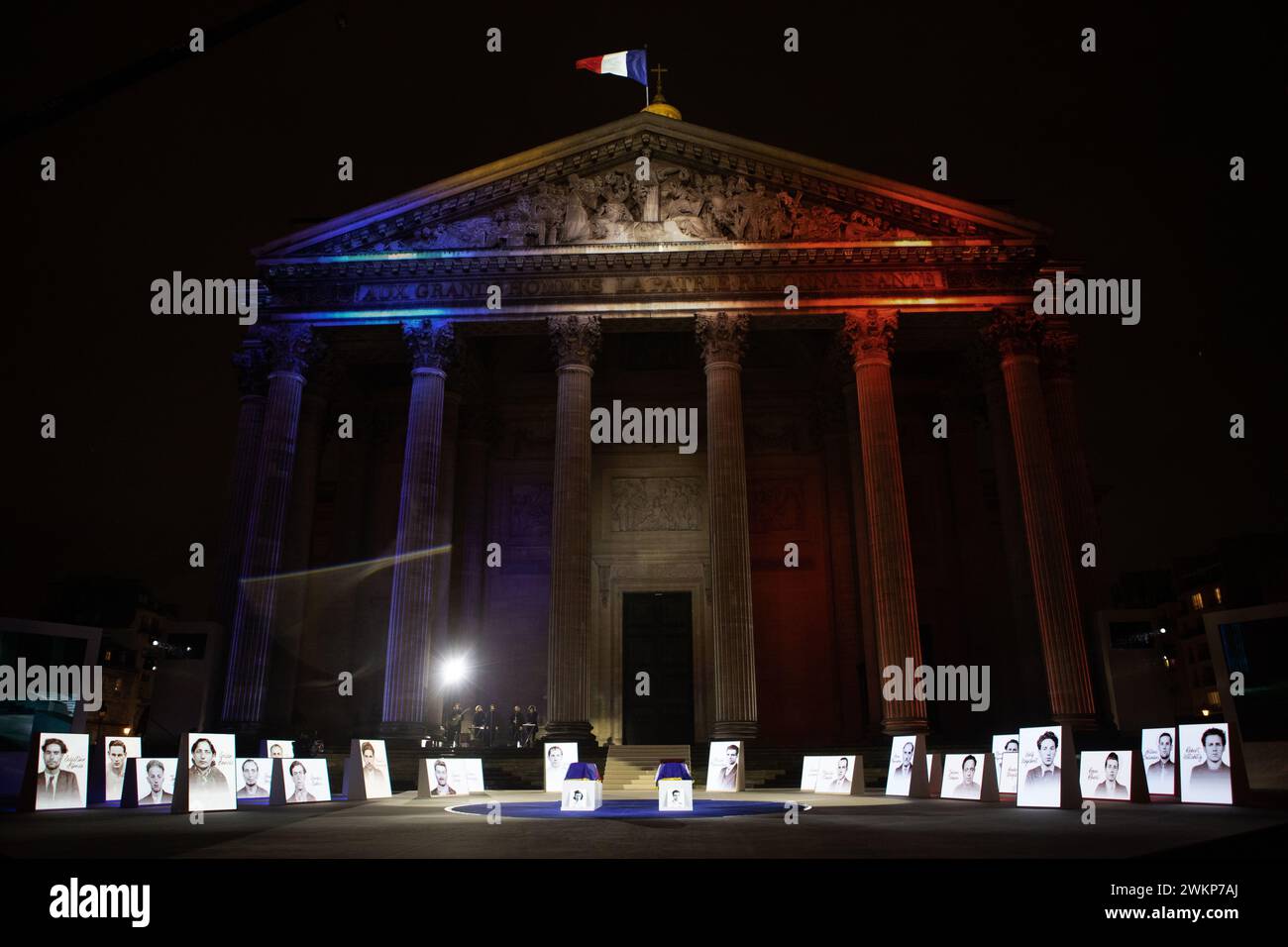 Parigi, Francia, mercoledì 21 febbraio 2024, cerimonia di ingresso di Missak Manouchian e dei suoi compagni di resistenza nel Pantheon, Credit Franc Loock / Alamy Live News Foto Stock