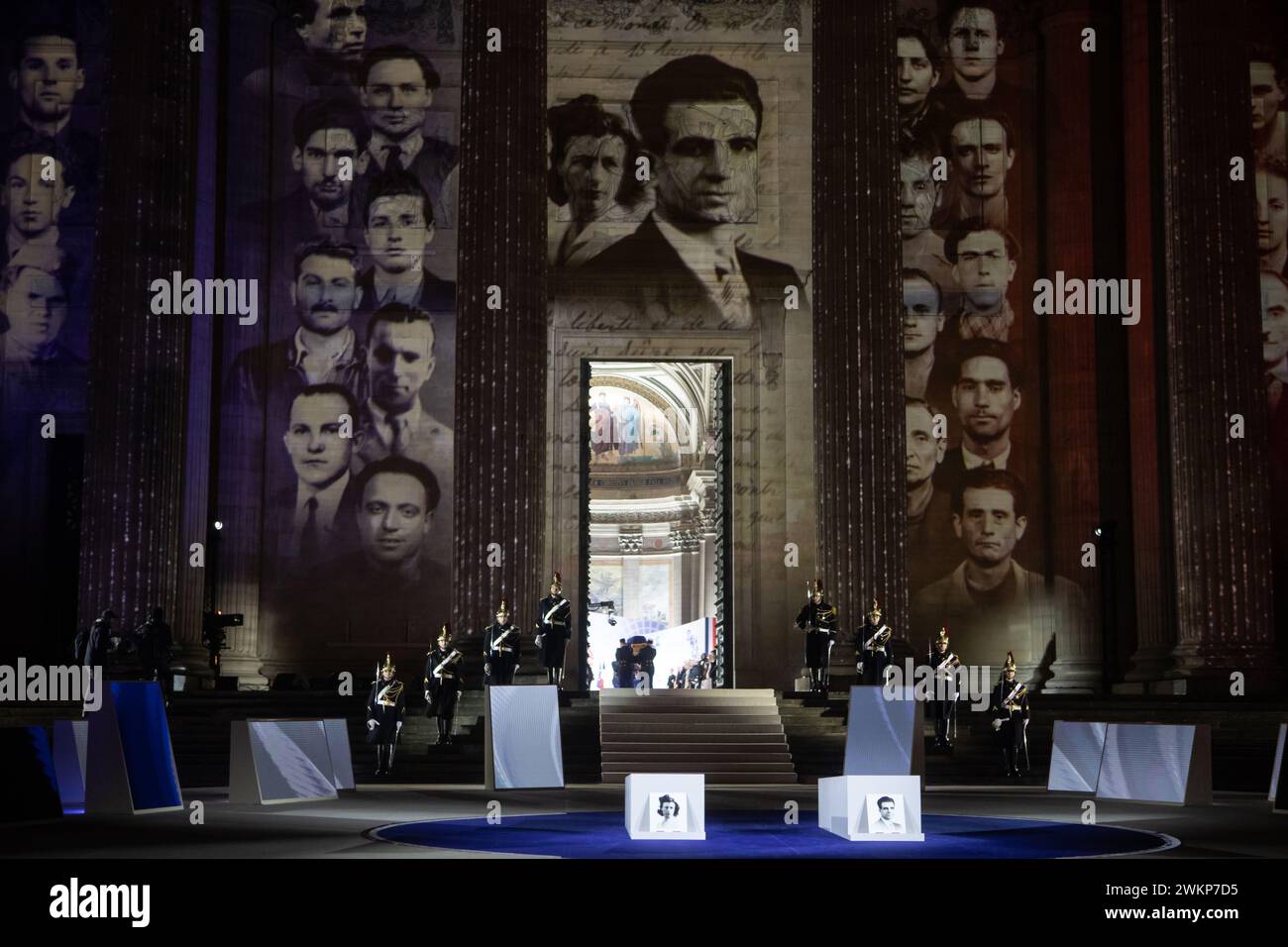 Parigi, Francia, mercoledì 21 febbraio 2024, cerimonia di ingresso di Missak Manouchian e dei suoi compagni di resistenza nel Pantheon, Credit Franc Loock / Alamy Live News Foto Stock