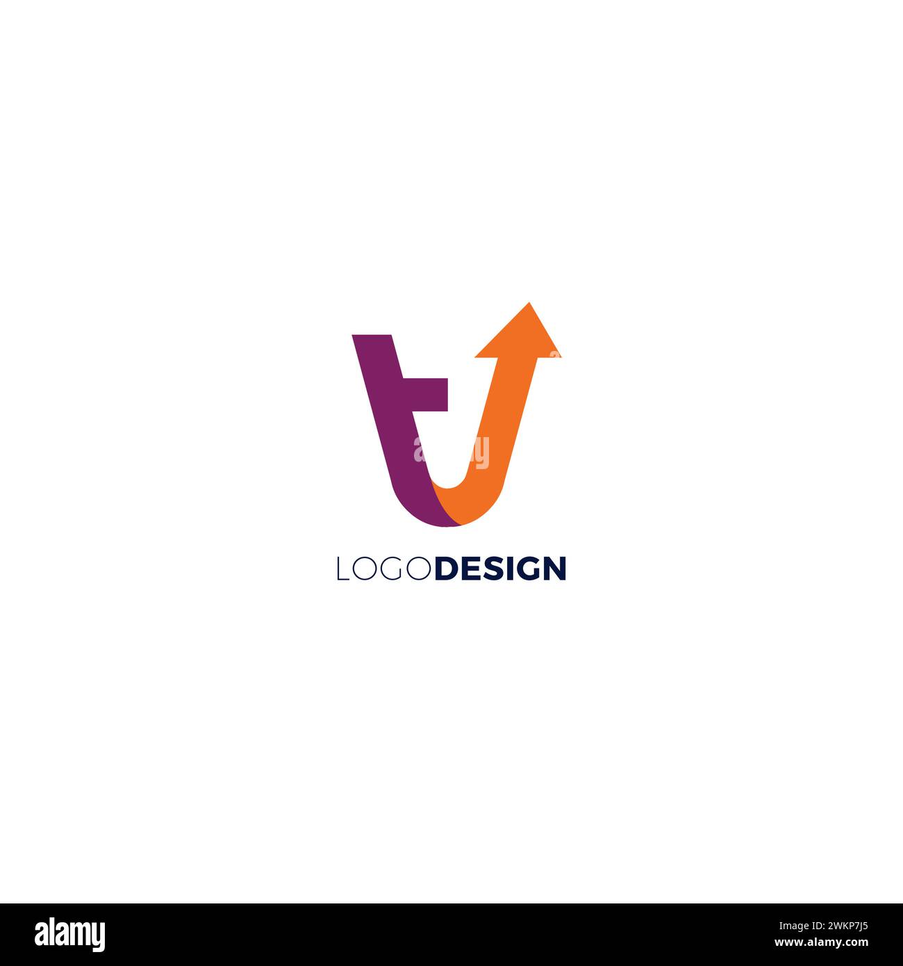 Logo TV Design semplice. Logo VT. Logo freccia V. Illustrazione Vettoriale