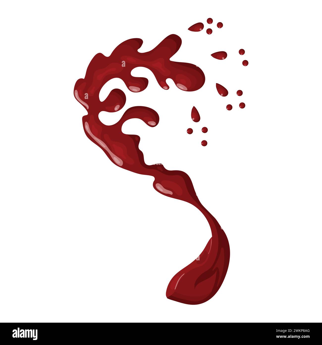 Spruzzo di vino rosso. Illustrazione vettoriale isolata su sfondo bianco. Illustrazione Vettoriale