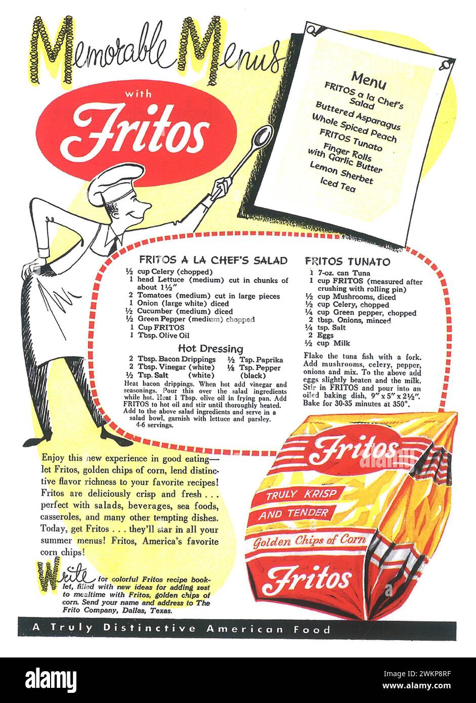 Annuncio a stampa 1950 Fritos Golden chips of corn Foto Stock