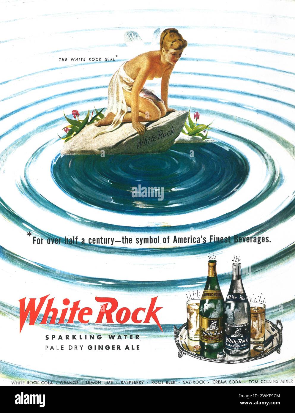 Annuncio 1950 White Rock Fairy Sparkling Water Ginger Ale Magazine Foto Stock