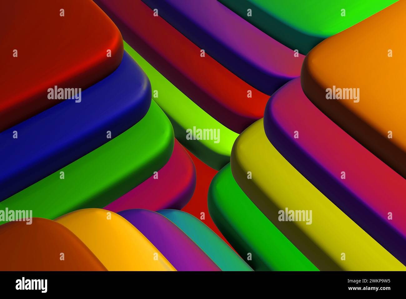 Cubetti colorati con rendering 3D astratti Foto Stock