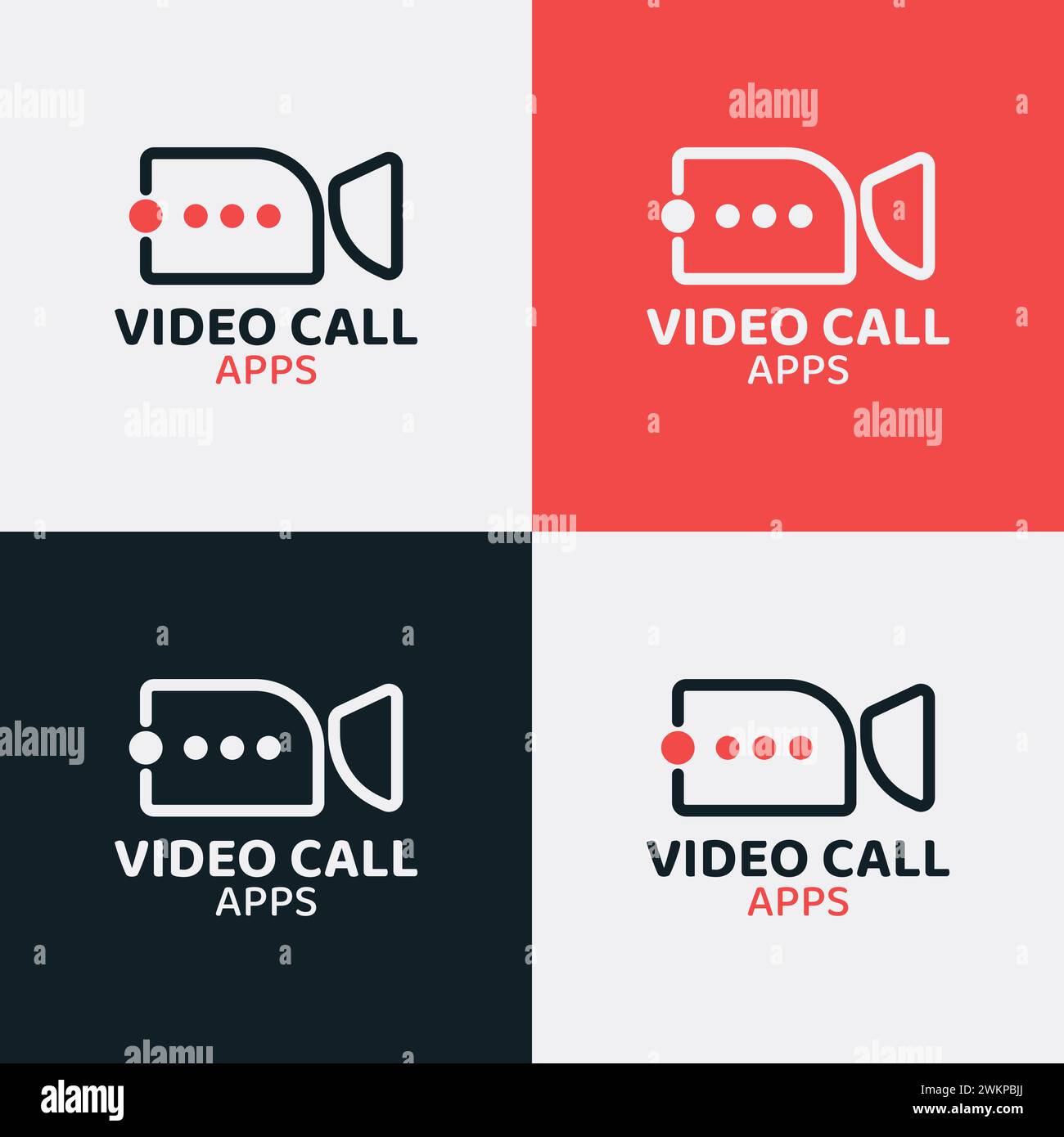 Logo dell'app di video chat con stile di linea. Illustrazione Vettoriale