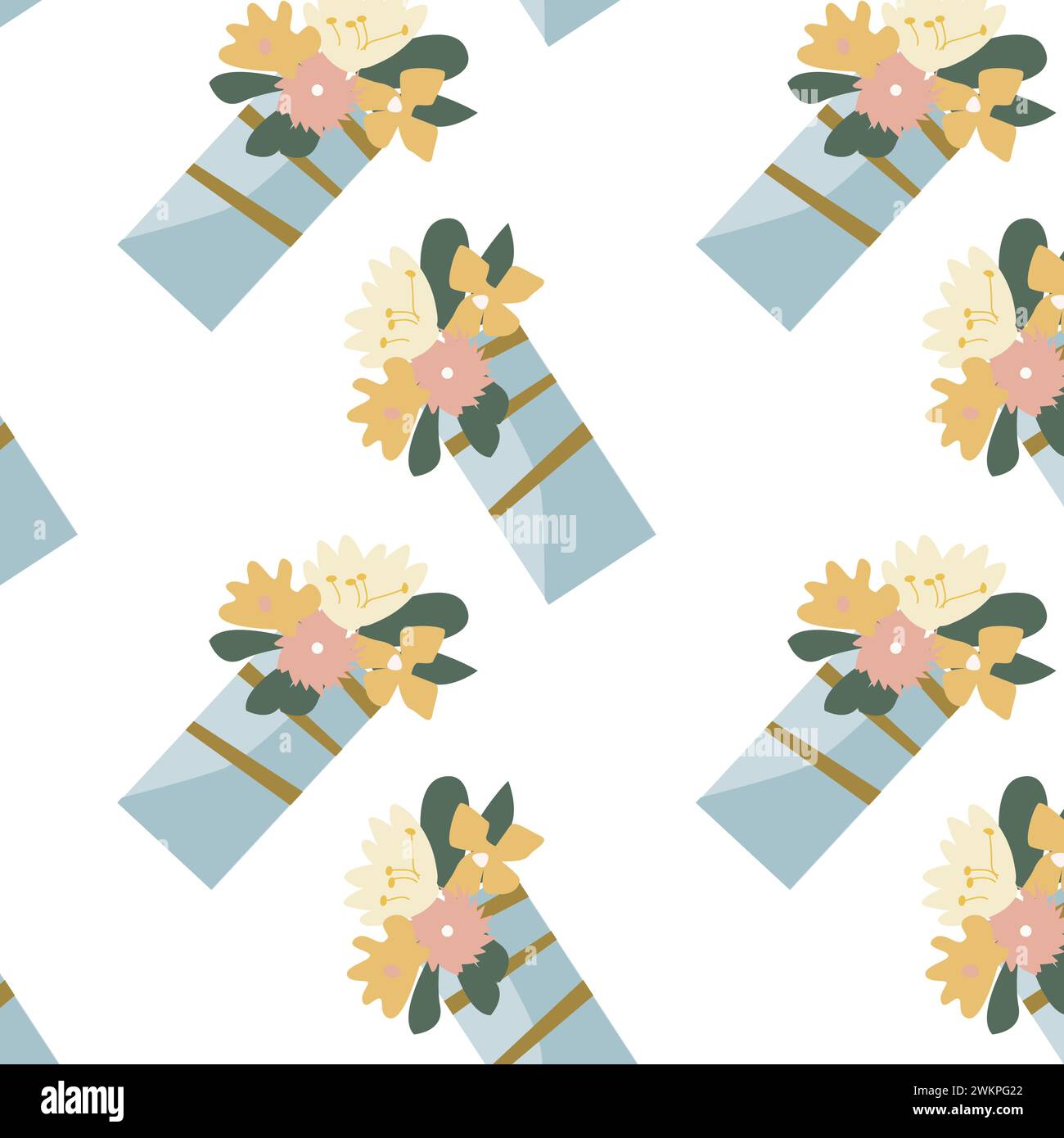 vaso blu con motivo floreale - sfondo floreale decorativo. L'illustrazione vettoriale può essere utilizzata per avvolgere carta, tessuto, tessuto, stampa per abiti e poster. Illustrazione Vettoriale