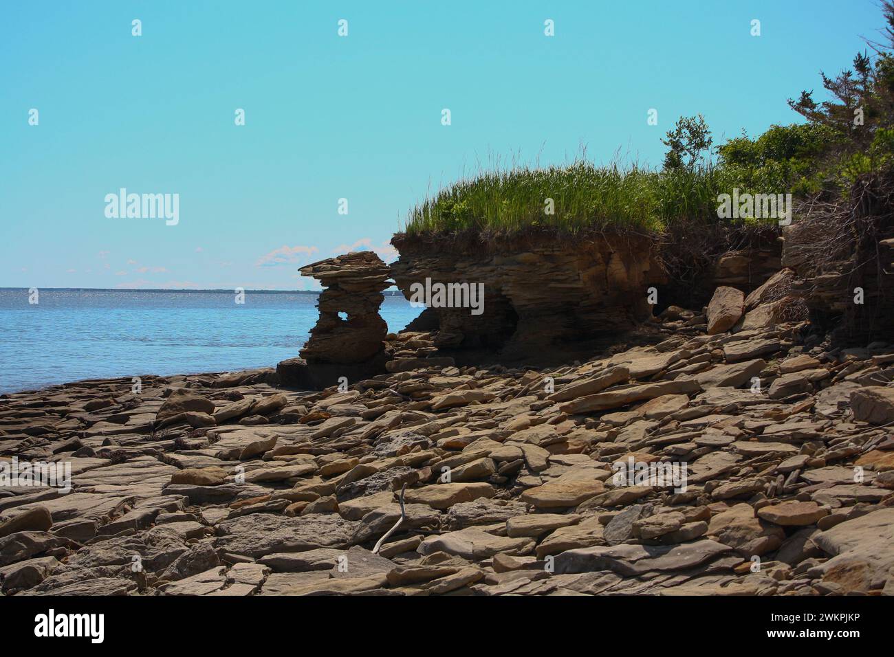 La costa rocciosa di Shediac Island, New Brunswick, Canada Foto Stock