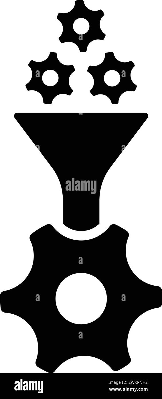 Icona dati, elaborazione, imbuto. Semplice illustrazione vettoriale per Web, file di stampa, grafica o scopi commerciali. Illustrazione Vettoriale