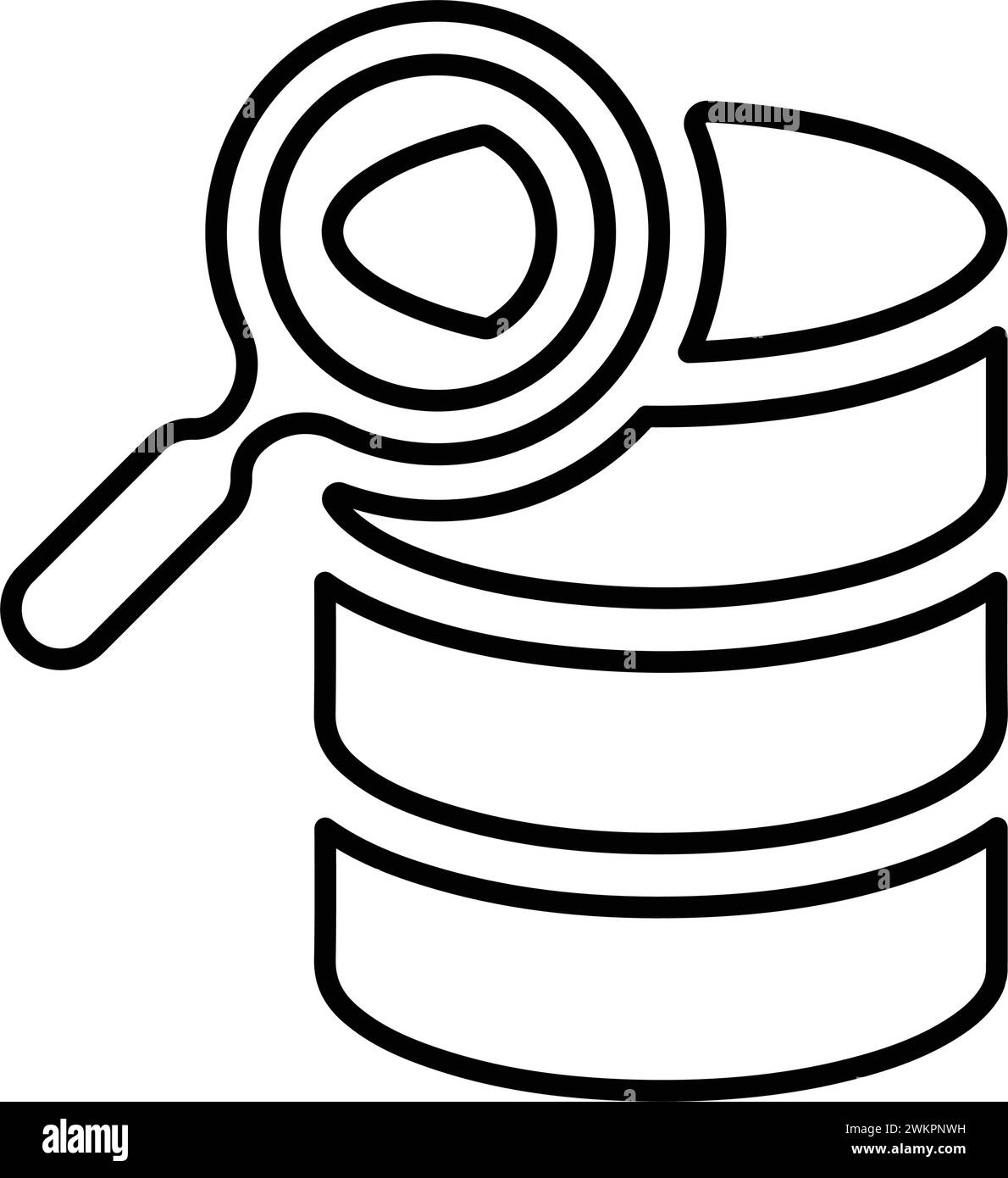 Icona del database di ricerca - ideale per la stampa di file e presentazioni, la progettazione e lo sviluppo di siti Web, materiali promozionali, illustrazioni o altro Illustrazione Vettoriale