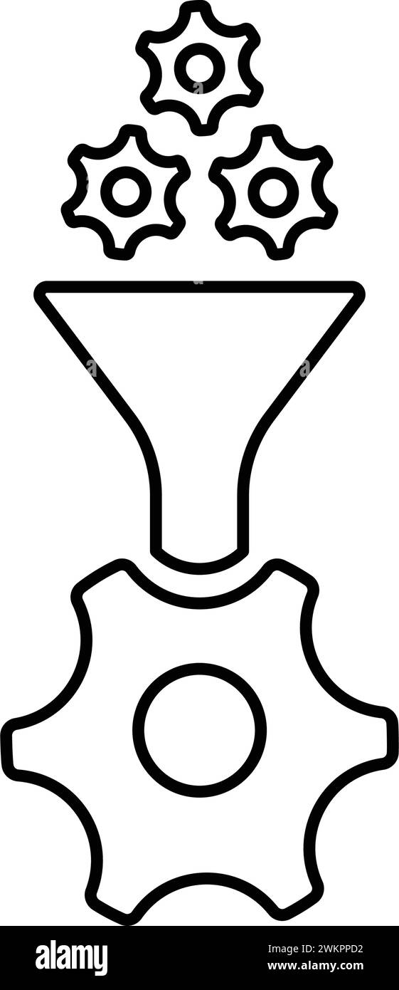 Icona dati, elaborazione, imbuto. Semplice illustrazione vettoriale per Web, file di stampa, grafica o scopi commerciali. Illustrazione Vettoriale