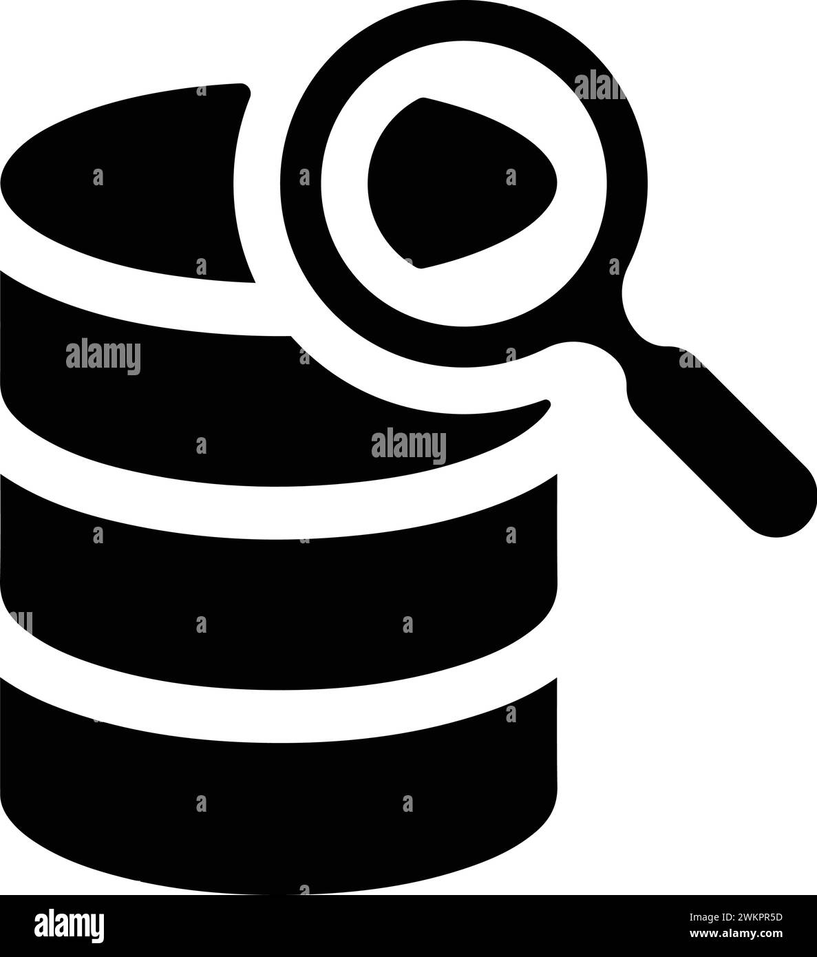 Icona del database di ricerca - ideale per la stampa di file e presentazioni, la progettazione e lo sviluppo di siti Web, materiali promozionali, illustrazioni o altro Illustrazione Vettoriale