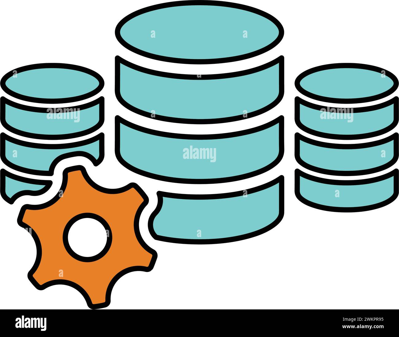 Database, icona di gestione - ideale per la stampa di file e presentazioni, la progettazione e lo sviluppo di siti Web, materiali promozionali, illustrazioni o Illustrazione Vettoriale