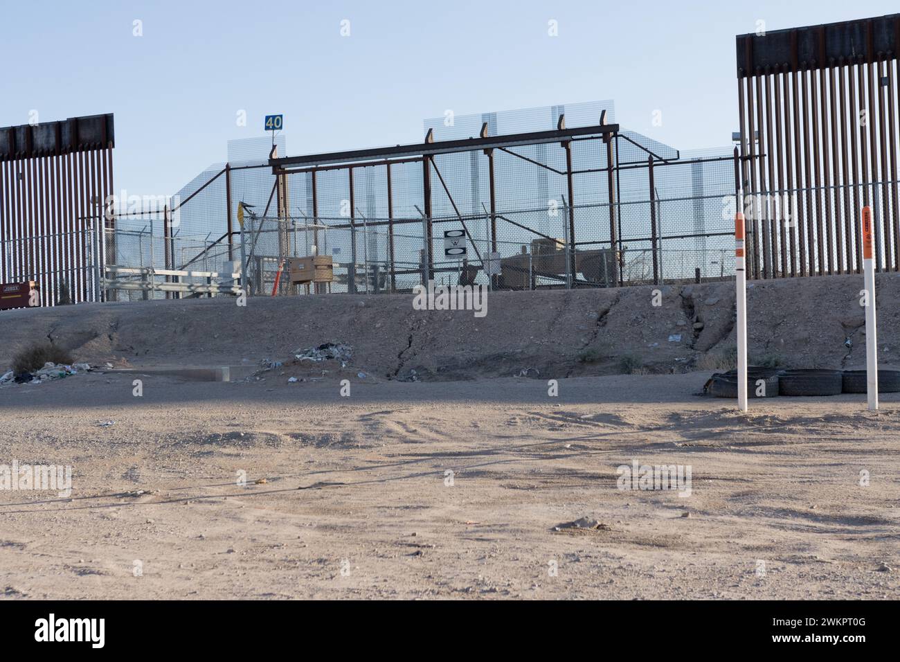 Una parte del muro di confine a El Paso, Texas Foto Stock