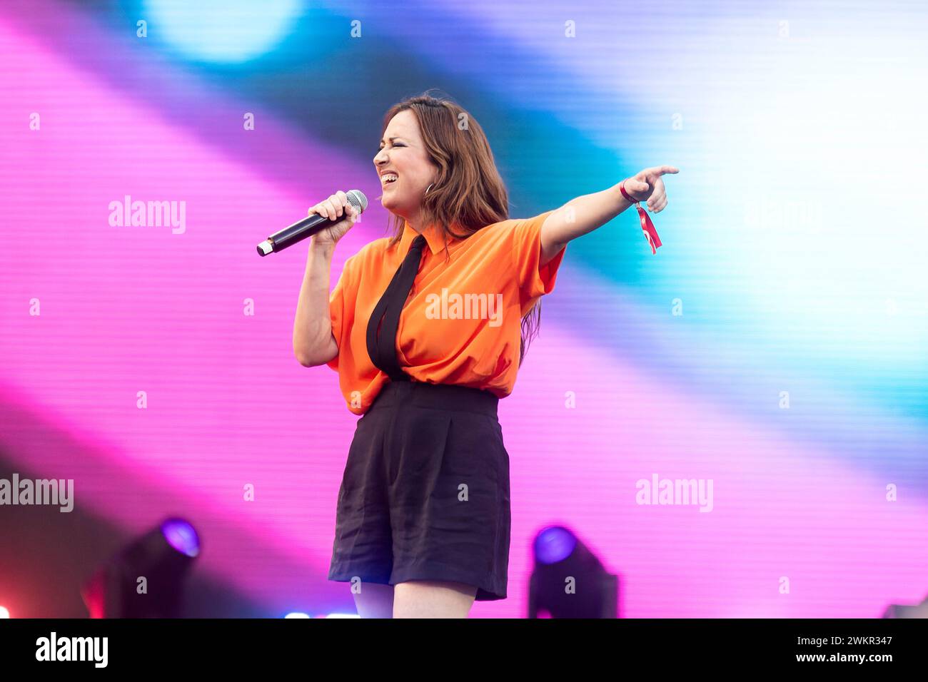 Madrid, 25/06/2022. Wanda Metropolitano. Catena di concerti 100. 30° anniversario. Nena Daconte. Foto: Di San Bernardo. Arcicc. Crediti: Album / Archivo ABC / Eduardo San Bernardo Foto Stock