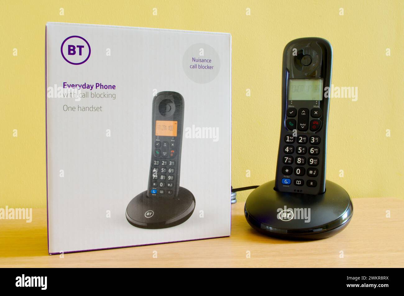 Telefono cordless digitale per uso quotidiano BT o British Telecom con blocco chiamate, Regno Unito Foto Stock