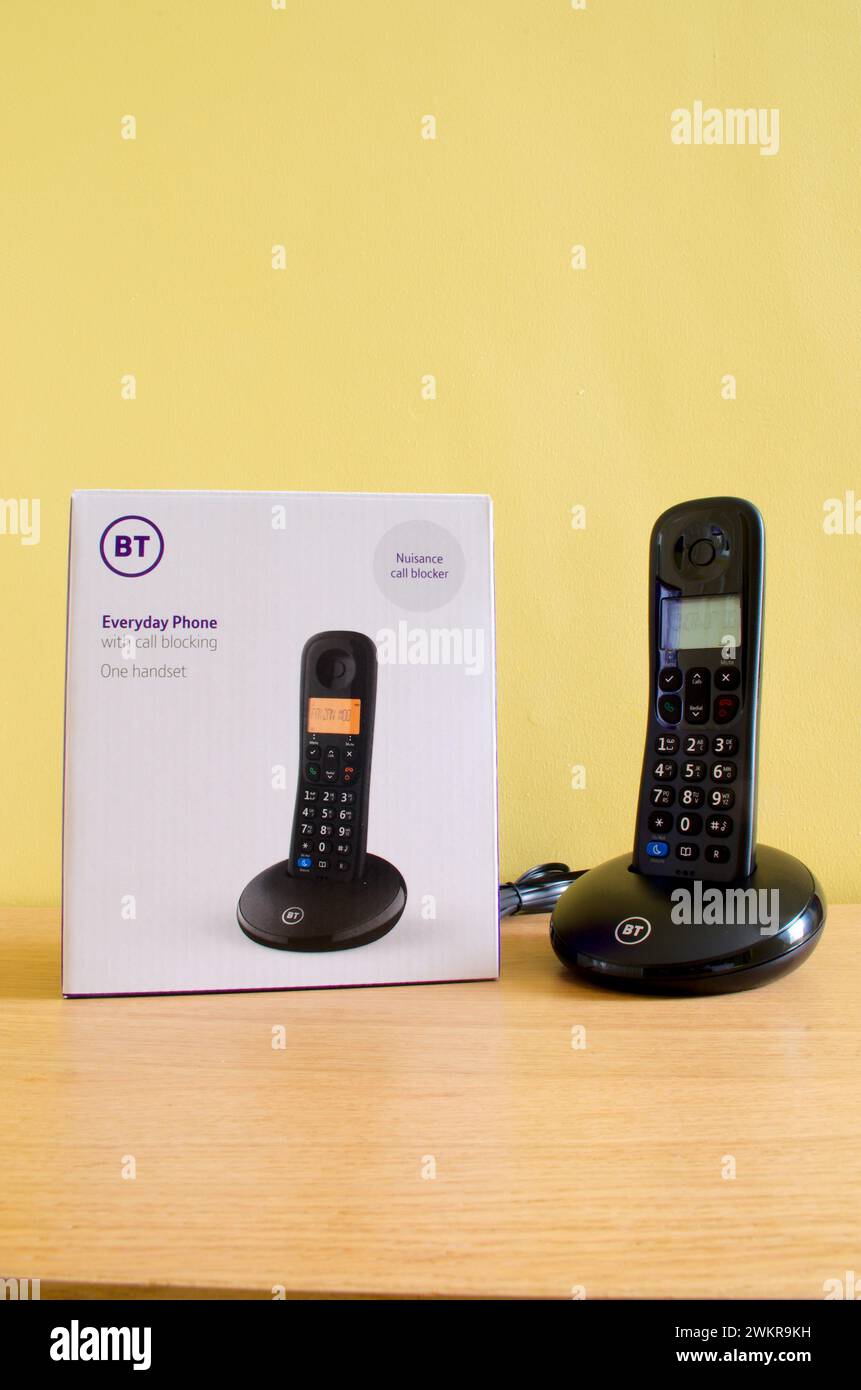 Telefono cordless digitale per uso quotidiano BT o British Telecom con blocco chiamate, Regno Unito Foto Stock