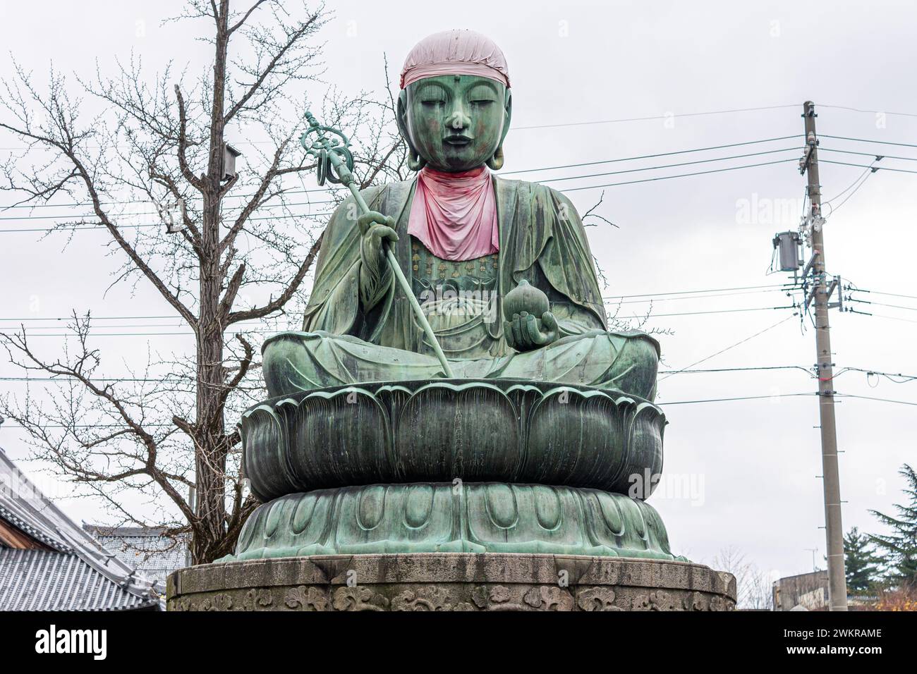 Nagano, Giappone. L'Enmei Jizo o Nurebutsu, una statua di Buddha nel tempio di Zenko-ji Foto Stock