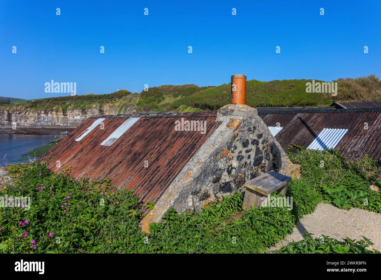 cottage per la pesca kimmeridge bay dorset inghilterra regno unito Foto Stock