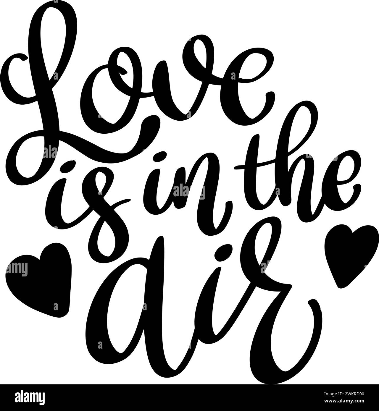 L'amore è nell'aria. Frase scritta isolata su sfondo bianco. Illustrazione Vettoriale