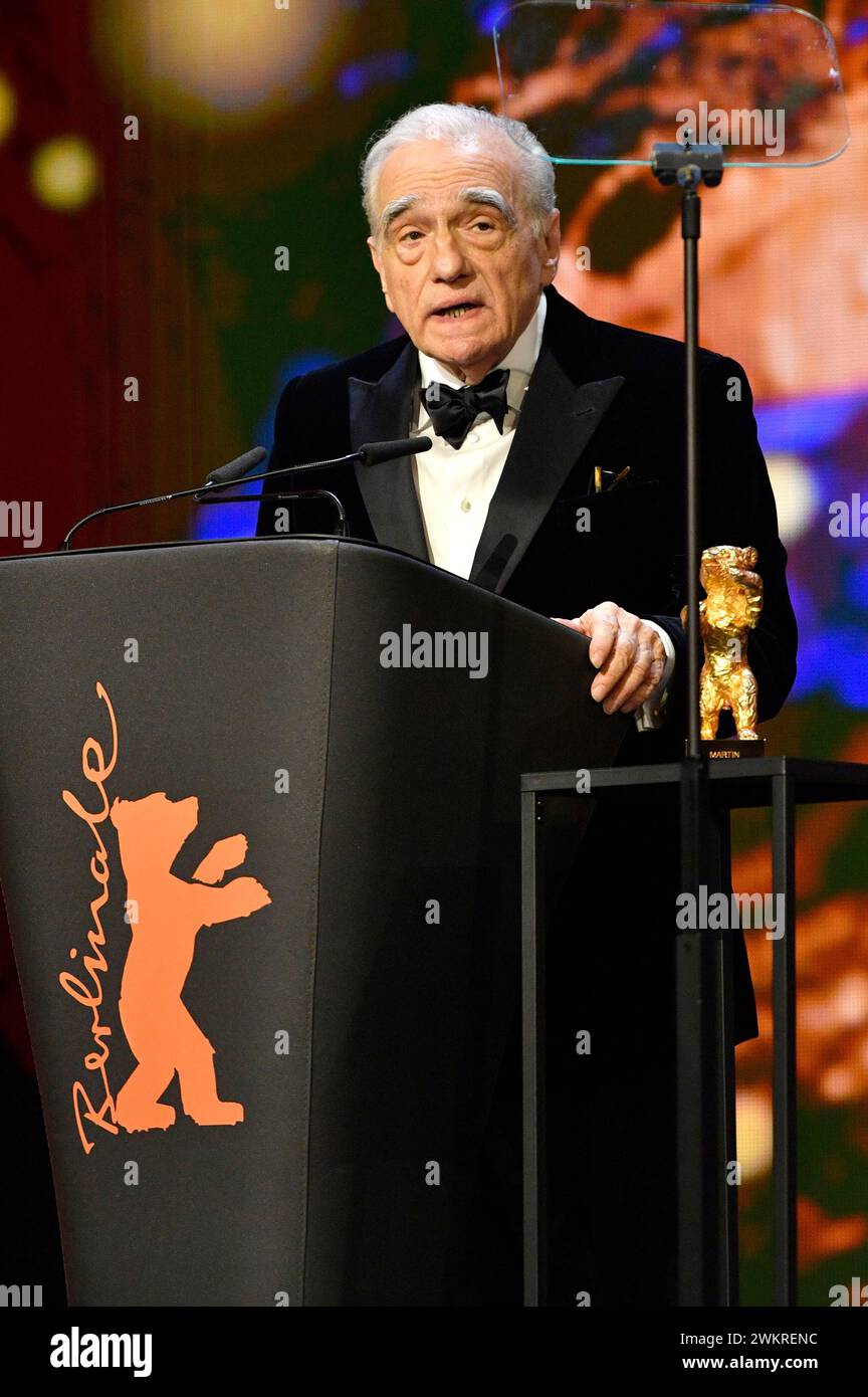 Martin Scorsese bei der Verleihung des Goldenen Ehrenbären an Martin Scorsese auf der Berlinale 2024 / 74. Internationale Filmfestspiele Berlin im Berlinale Palast. Berlino, 20.02.2024 Foto Stock