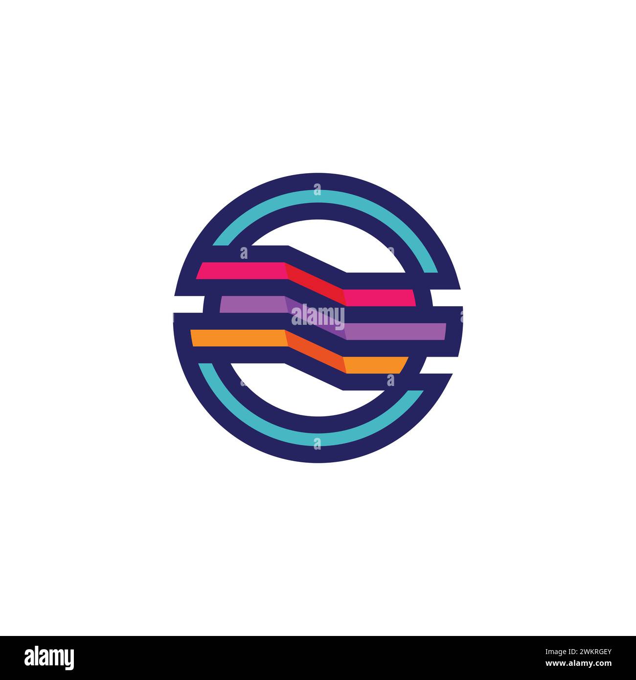 3D abstract del logo a forma di cerchio illustrazione vettoriale, modello di cerchio colorato vettore logo, creative abstract 3D logo stile Illustrazione Vettoriale