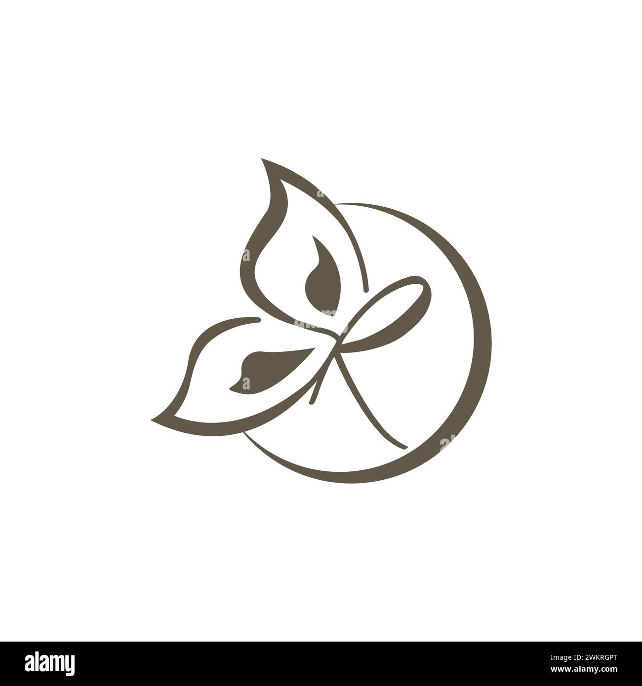 Logo R Letter Butterfly. Design calligrafico disegnato a mano. Concetto alfabetico. Illustrazione vettoriale monogramma Illustrazione Vettoriale