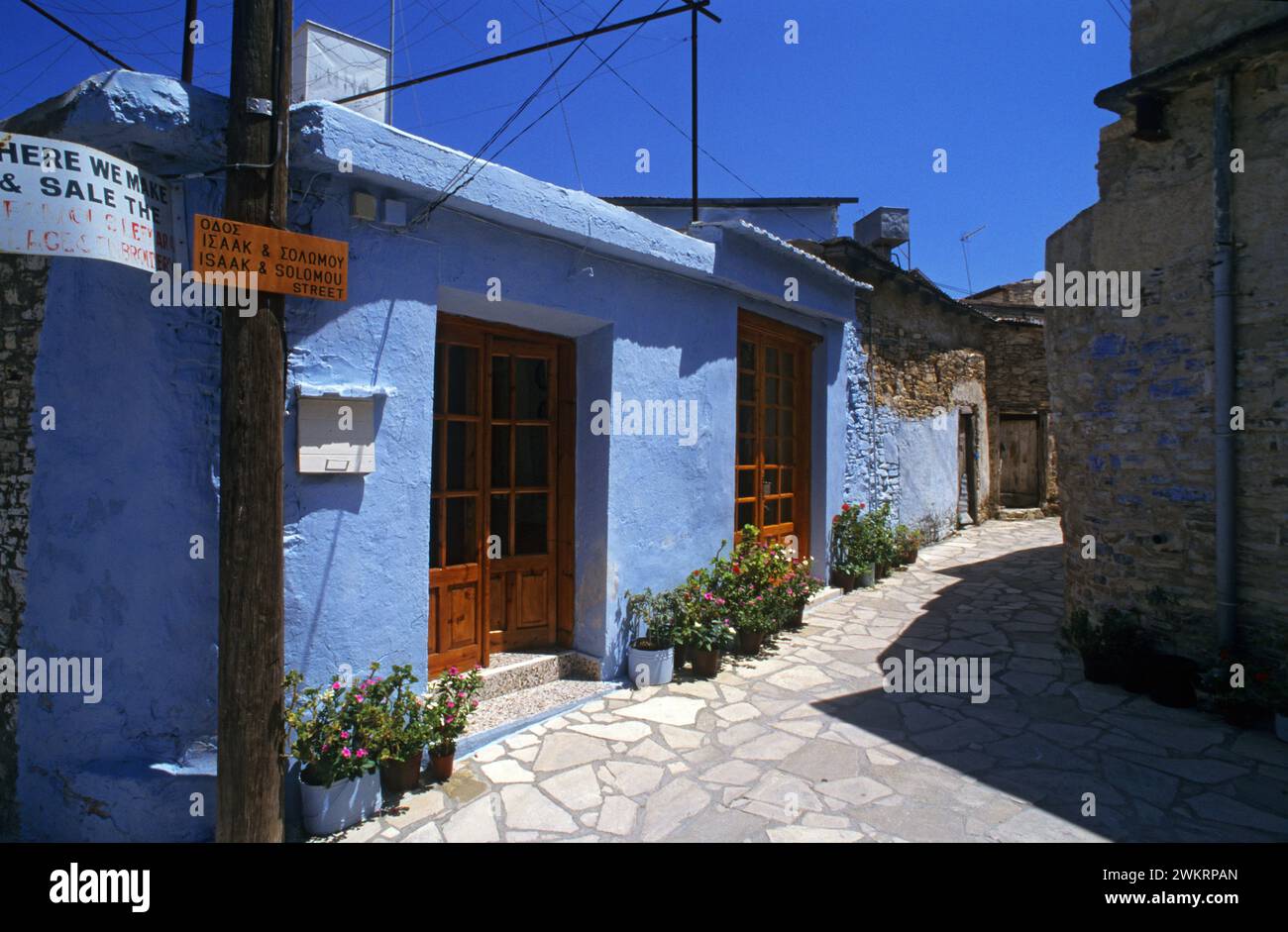 Kato Lefkara è un villaggio nel distretto di Larnaca a Cipro. Foto Stock