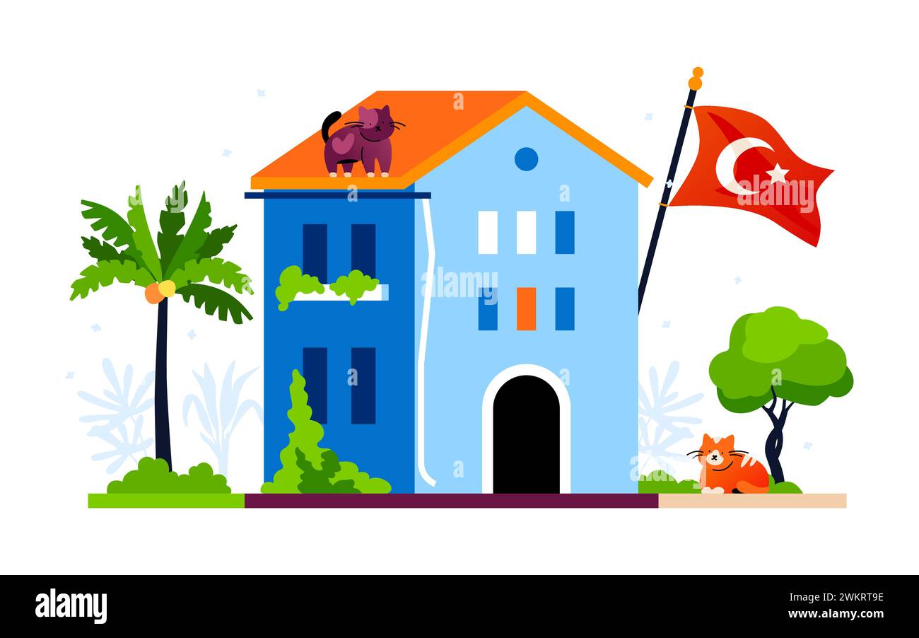 Guest House turca - illustrazione vettoriale di colore moderno Illustrazione Vettoriale