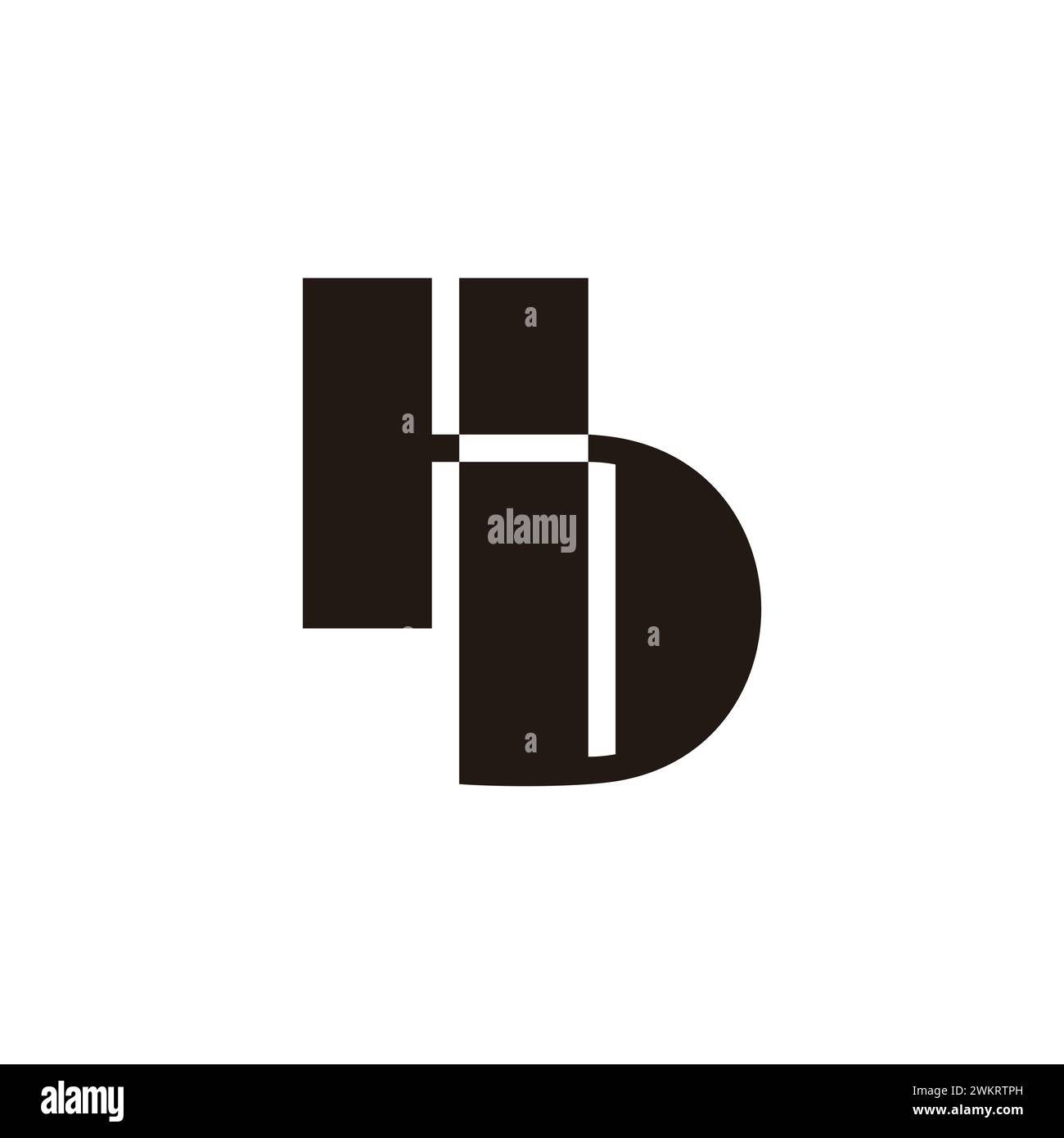 le strisce letter hd collegano un semplice vettore del logo Illustrazione Vettoriale
