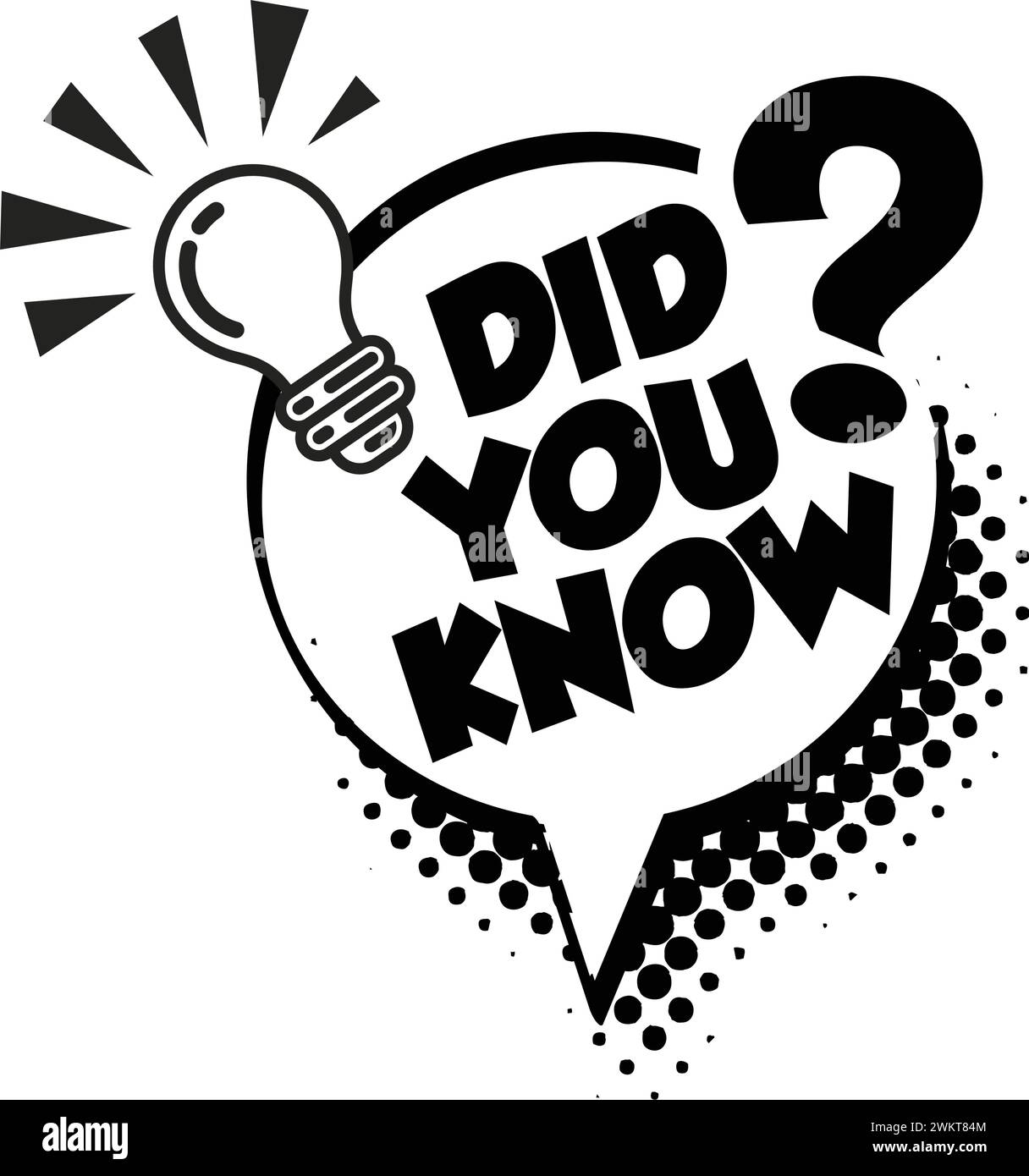 Fumetto divertente per copiare il testo. Sapevate che banner Web con cornice e lampadina, idea box, citazione per fatto interessante. Vettore su sfondo trasparente Illustrazione Vettoriale