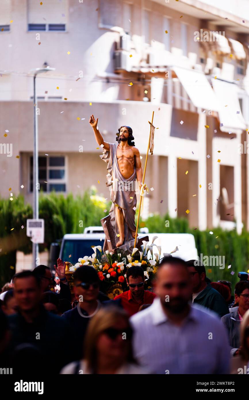Il Cristo risorto in processione a Villajoyosa Foto Stock