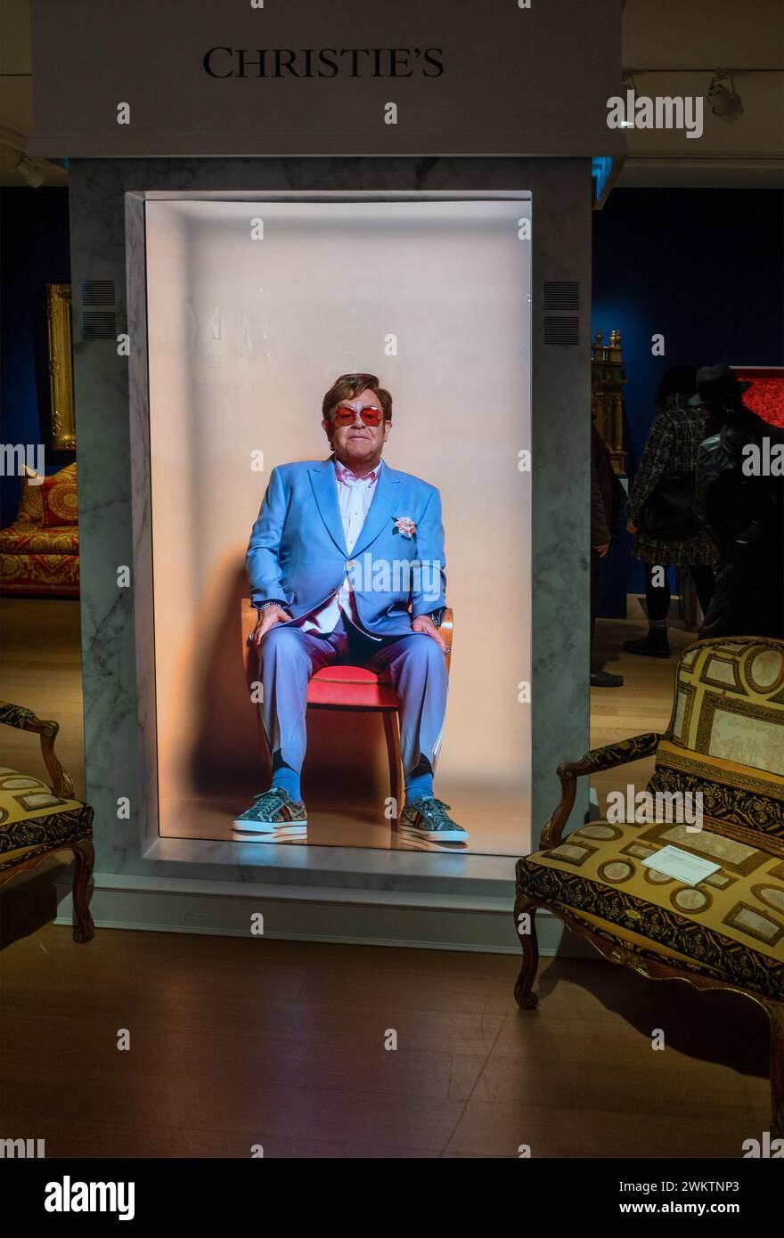 Asta della collezione Sir Elton John al Christies di Manhattan, New York Foto Stock