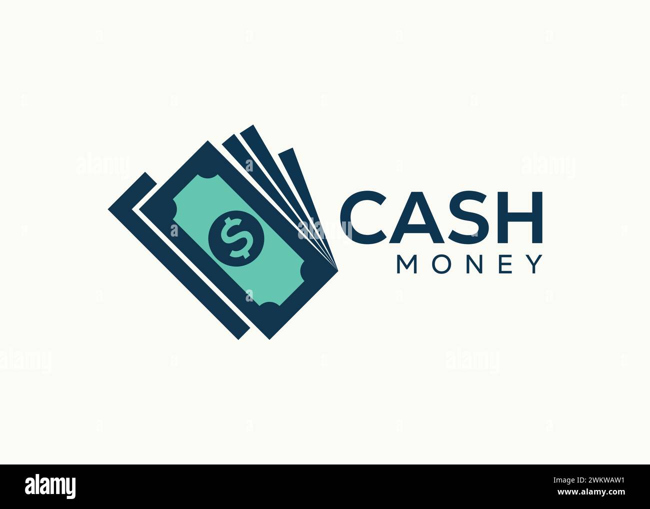 Modello vettoriale con logo Money minimalista. Denaro contante per il vettore finanziario aziendale. Logo Money Investing Illustrazione Vettoriale