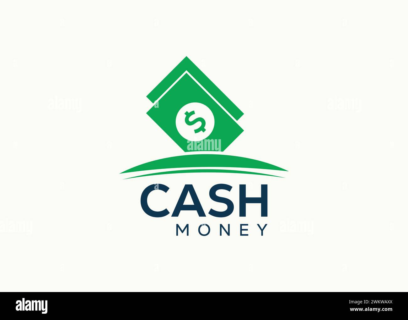 Modello vettoriale con logo Money minimalista. Denaro contante per il vettore finanziario aziendale. Logo Money Investing Illustrazione Vettoriale