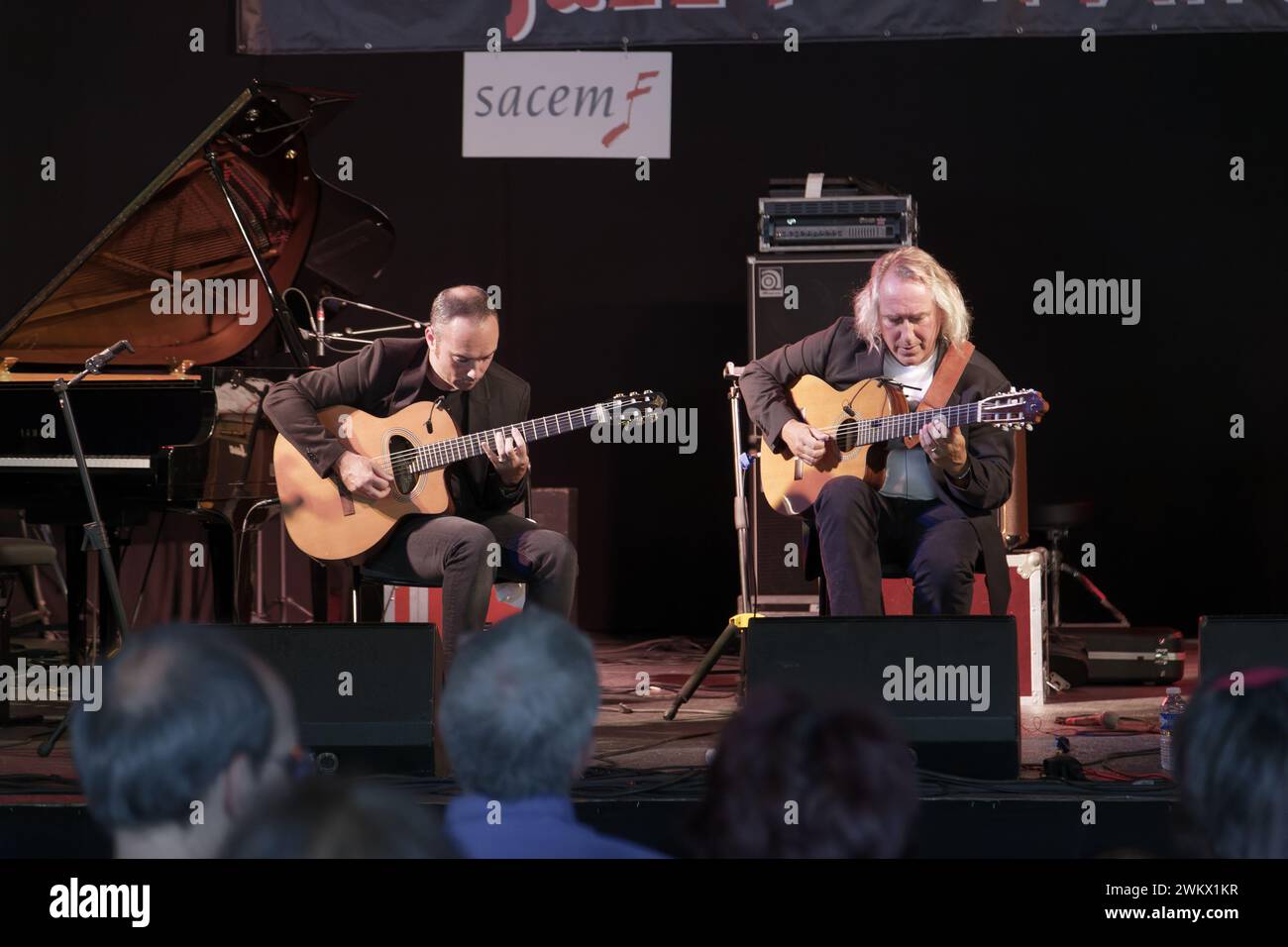 La Courneuve, Francia. 13 settembre 2014. Louis Winsberg e Rocky Gresset si esibiscono sul palco jazz "Hum'Ah" al Fête de l'Humanité, la Courneuve, Francia Foto Stock